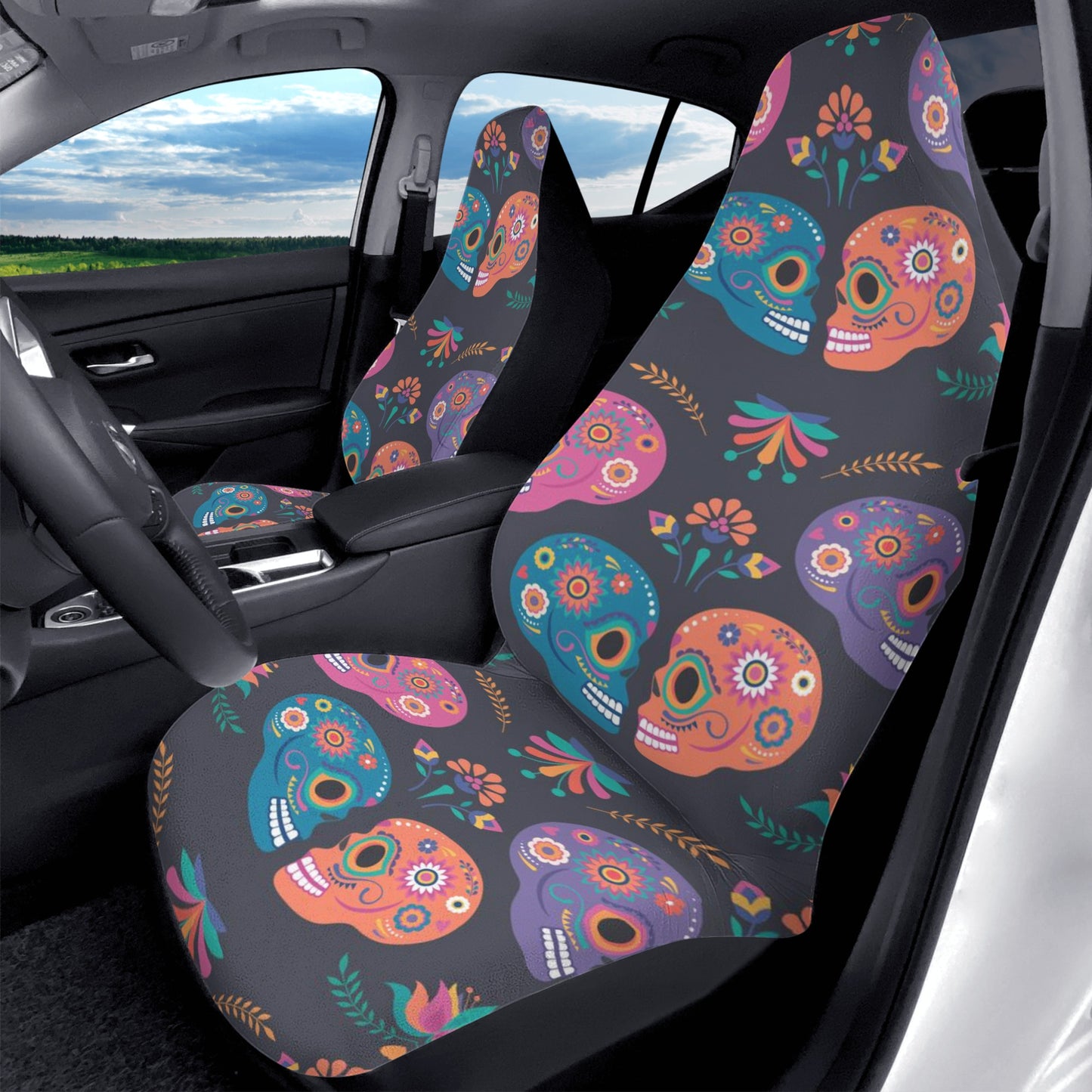 Dia de los muertos couple love Car Seat Covers (2 Pcs)