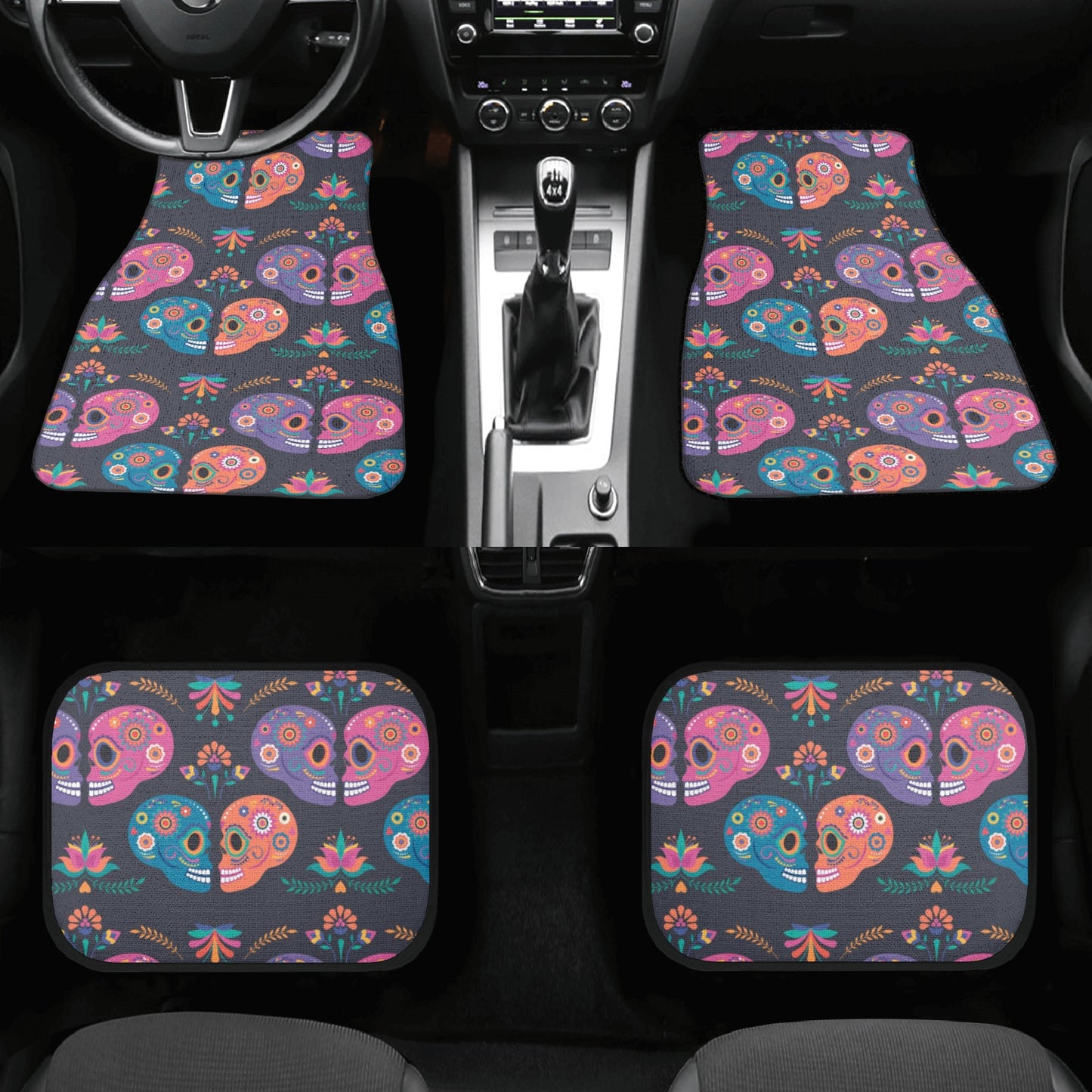 Sugar skull love Back and Front Car Floor Mats