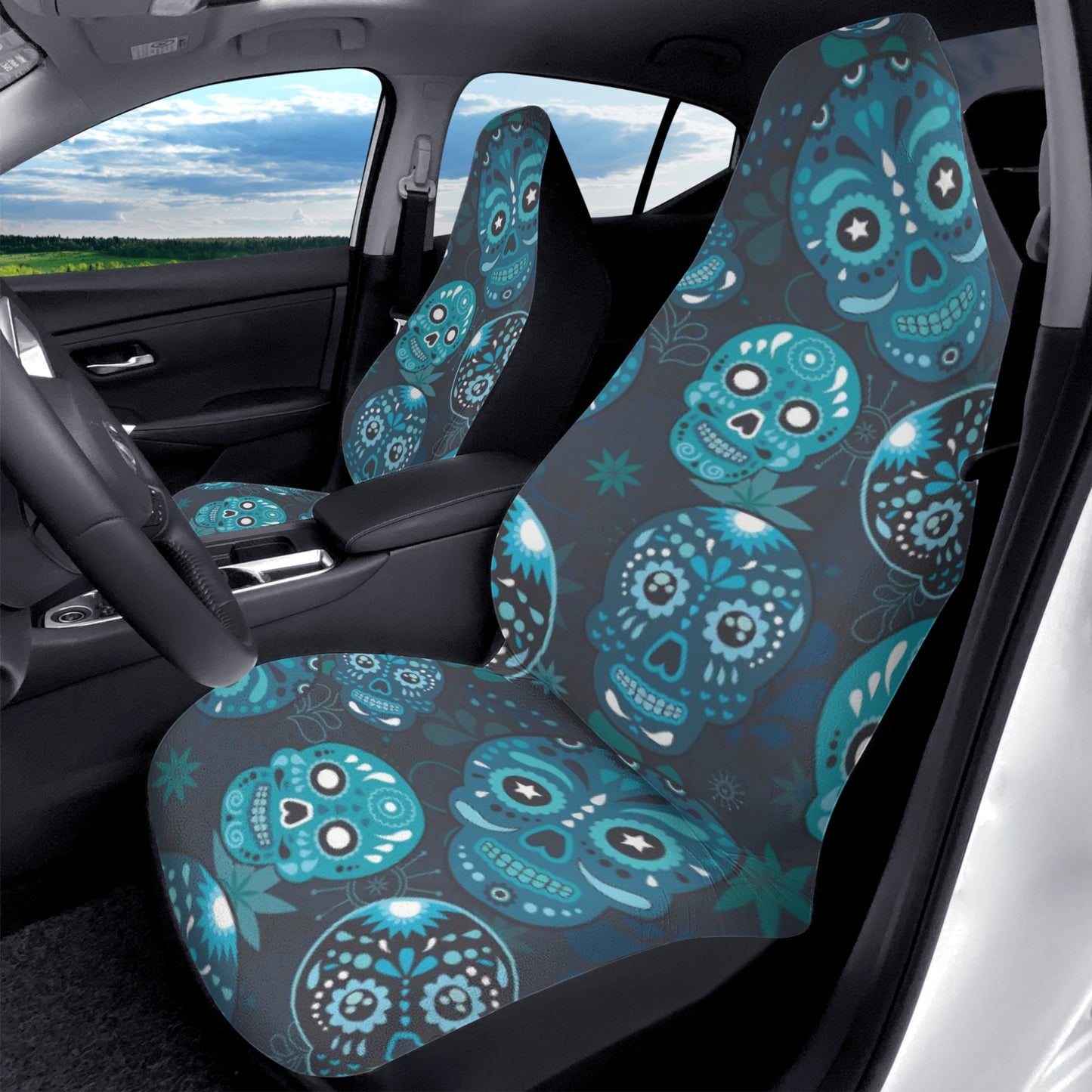 Sugar skull gothic dia de los muertos Car Seat Covers (2 Pcs)