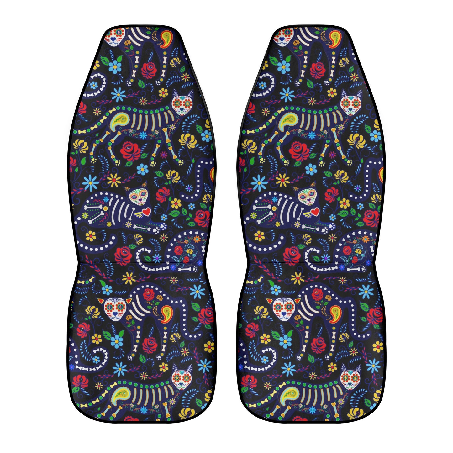 Animal sugar skull cat Car Seat Covers (2 Pcs)