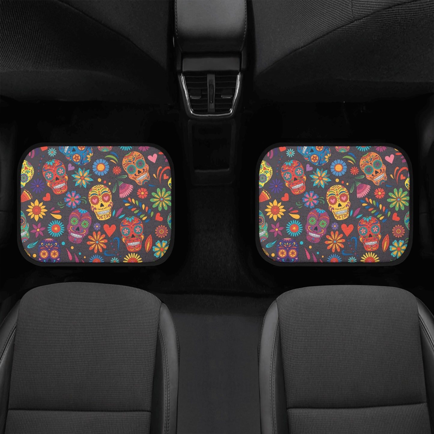 Day of the dead sugar skull pattern Back and Front Car Floor Mats