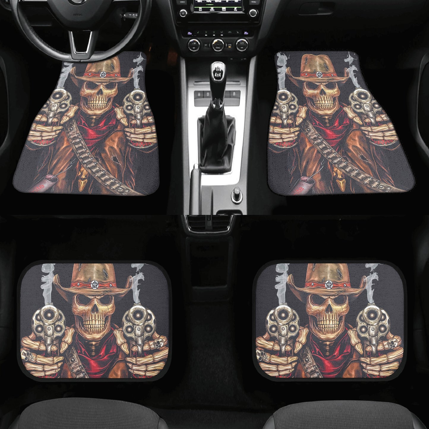 Gothic grim reaper Back and Front Car Floor Mats