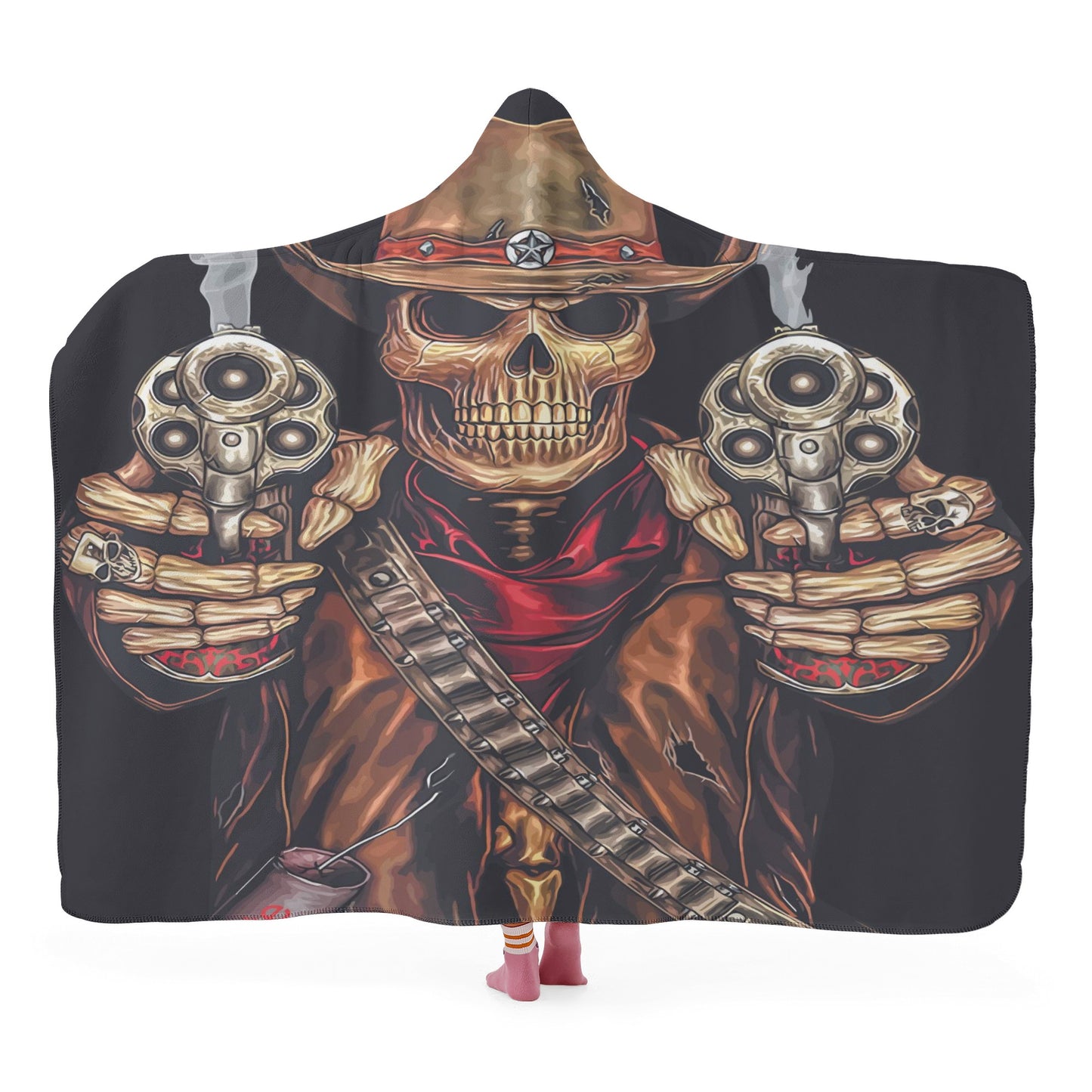 Gothic Grim reaper Halloweeen skull Hooded Blanket