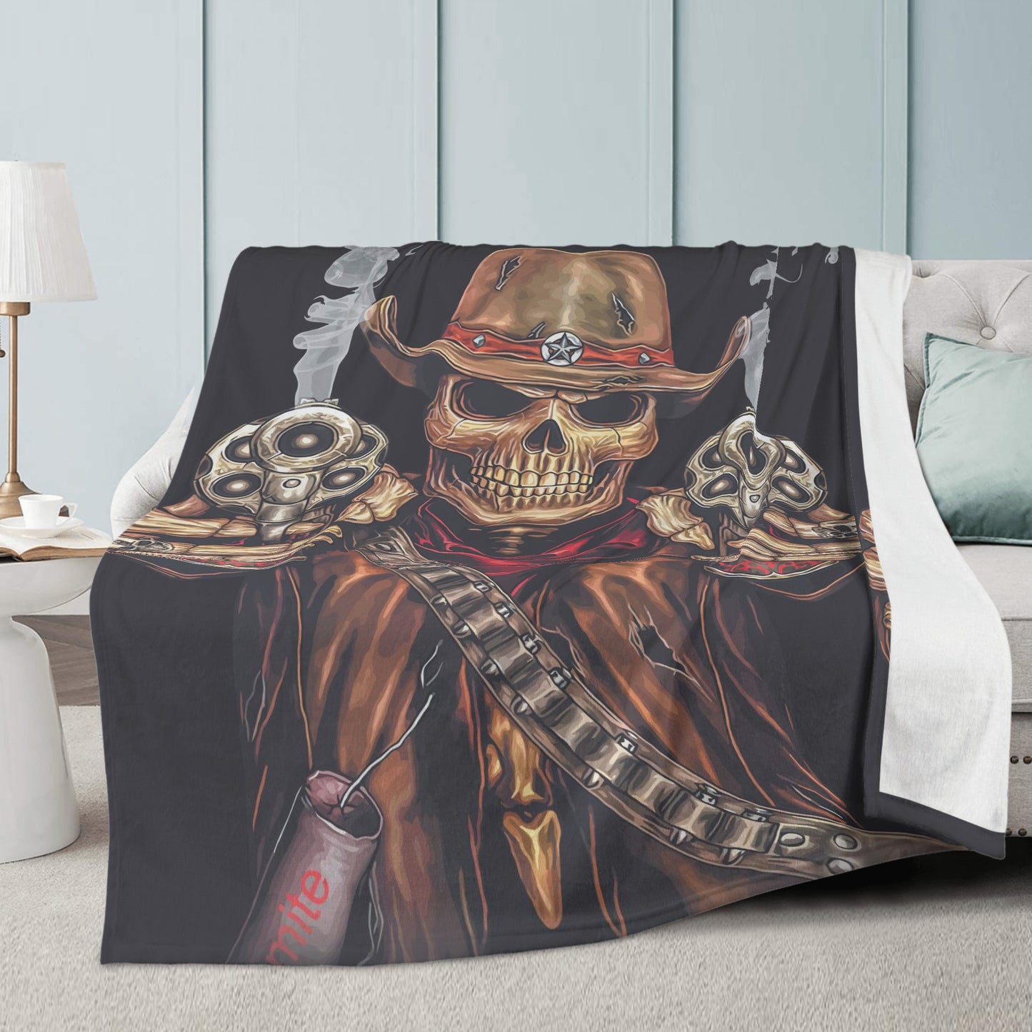 Gothic Grim reaper Halloweeen skull Blanket Fleece