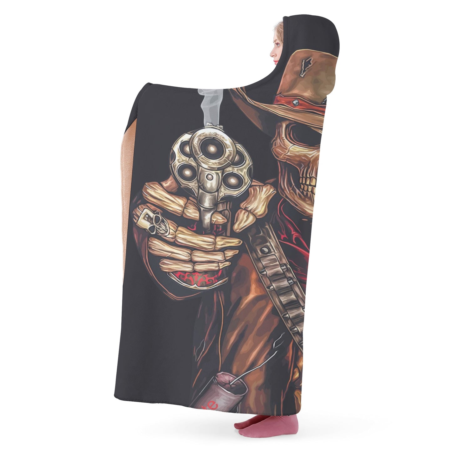 Gothic Grim reaper Halloweeen skull Hooded Blanket
