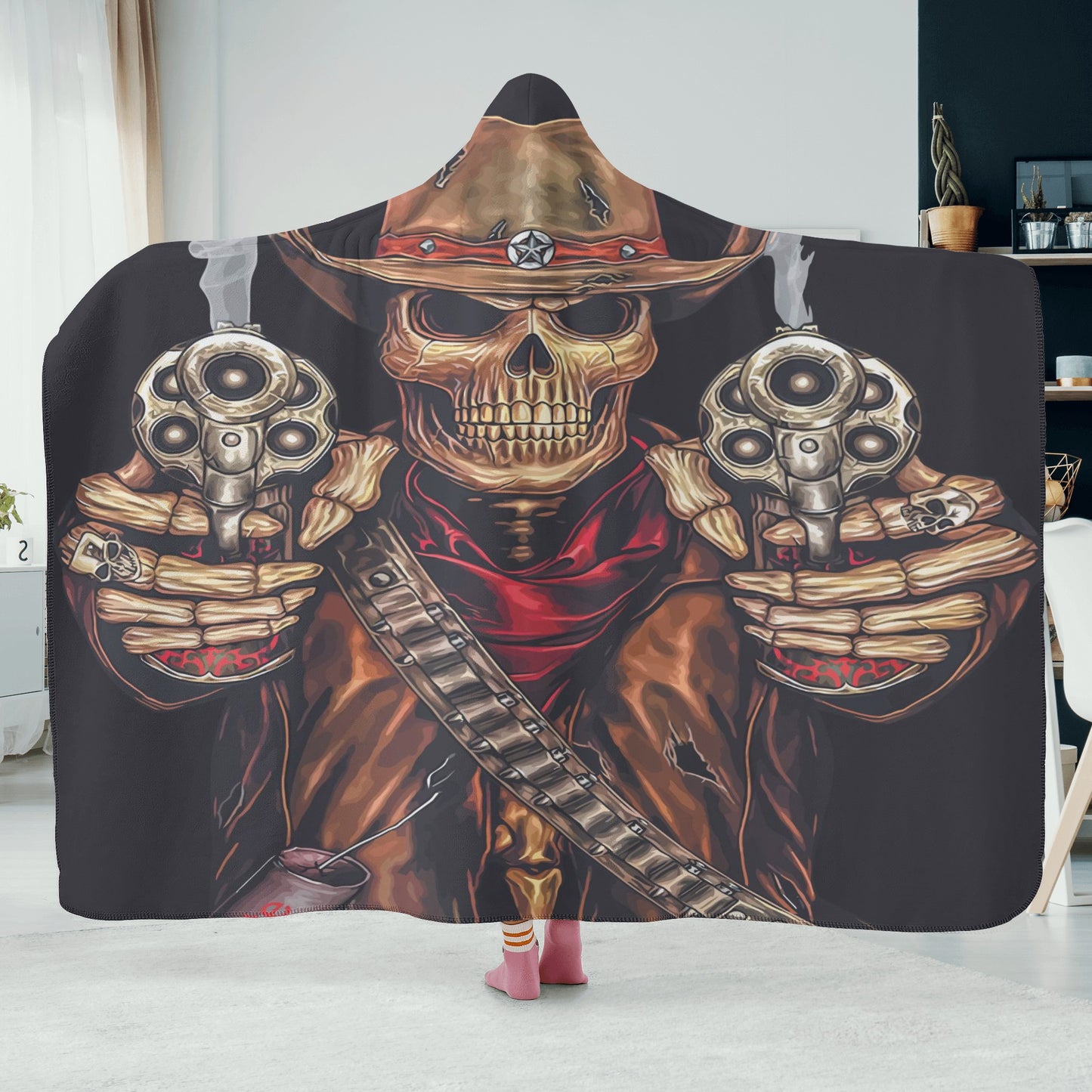 Gothic Grim reaper Halloweeen skull Hooded Blanket