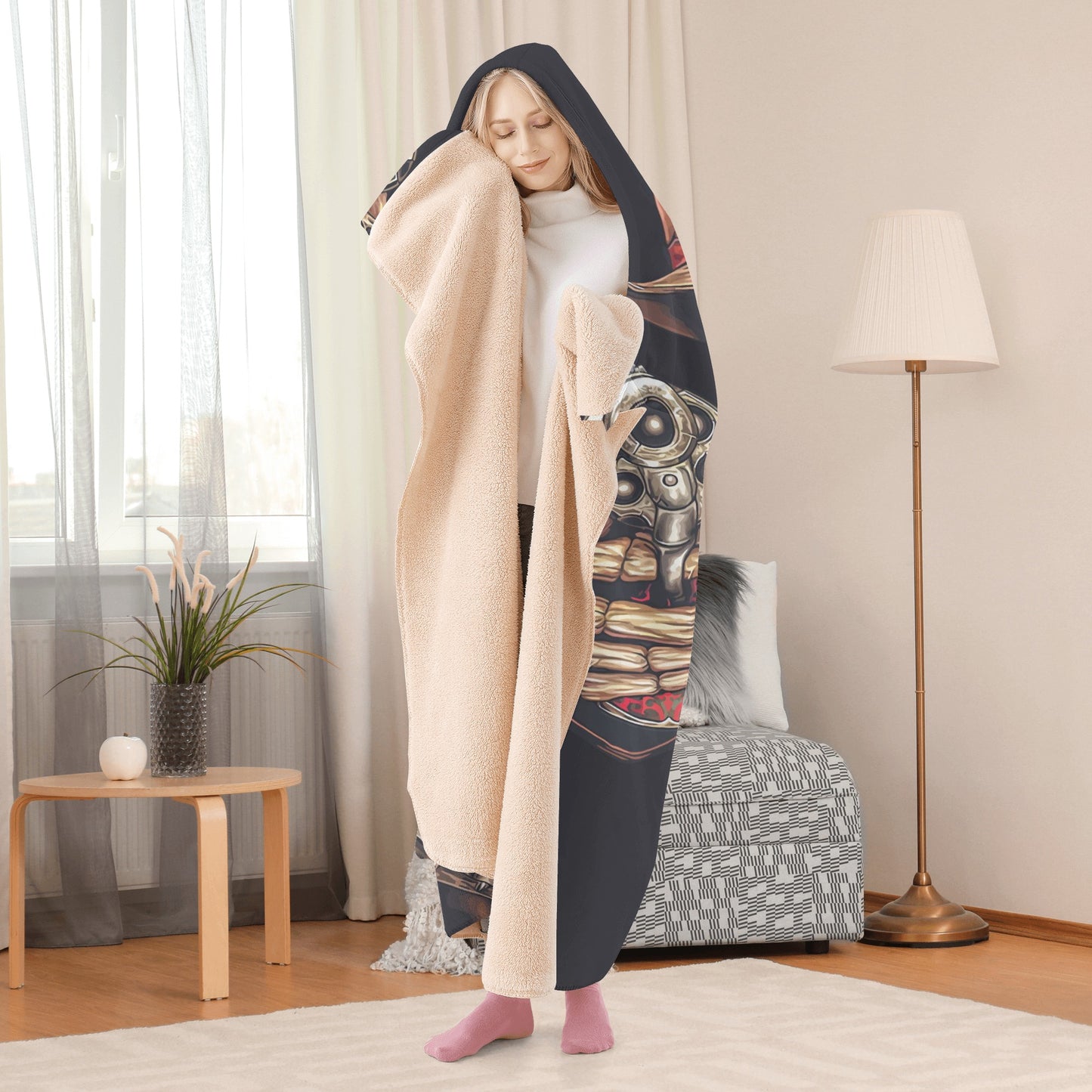 Gothic Grim reaper Halloweeen skull Hooded Blanket