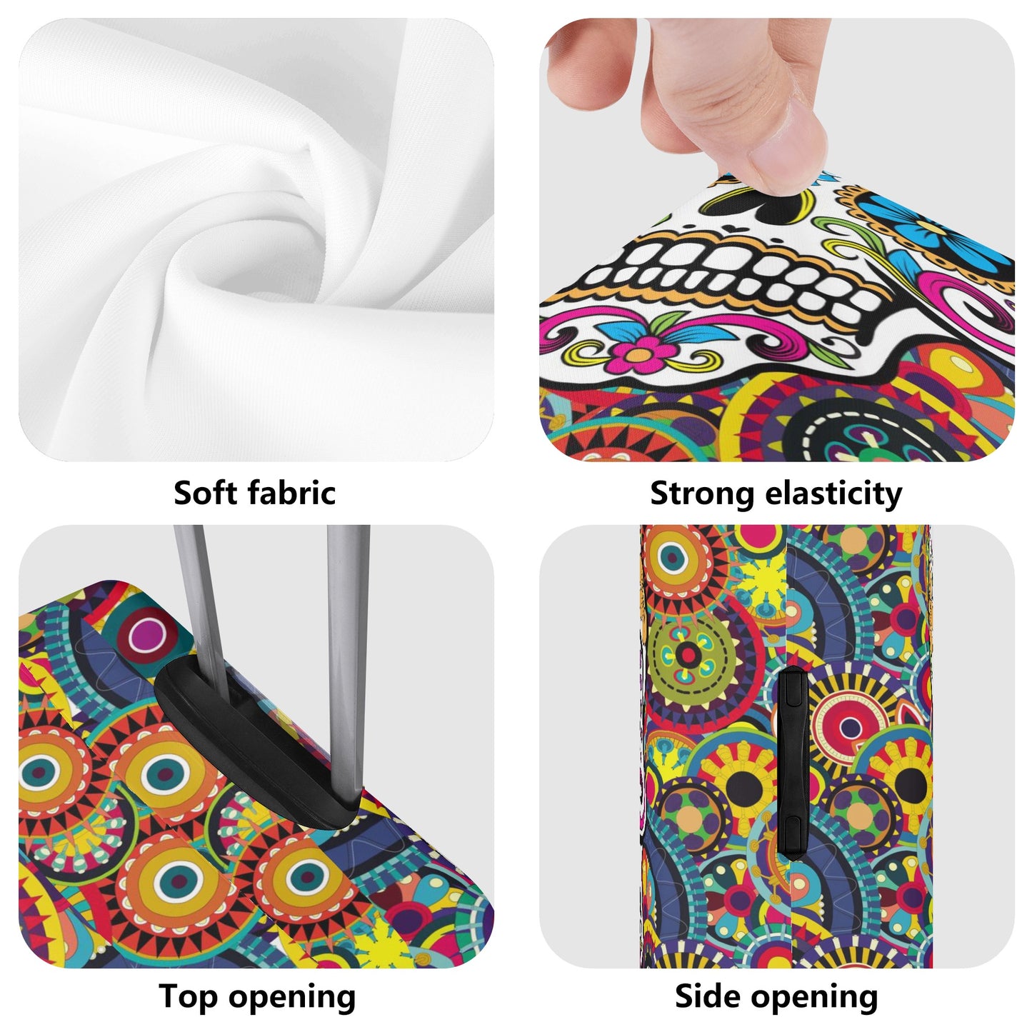 Floral sugar skull pattern Polyester Luggage Cover