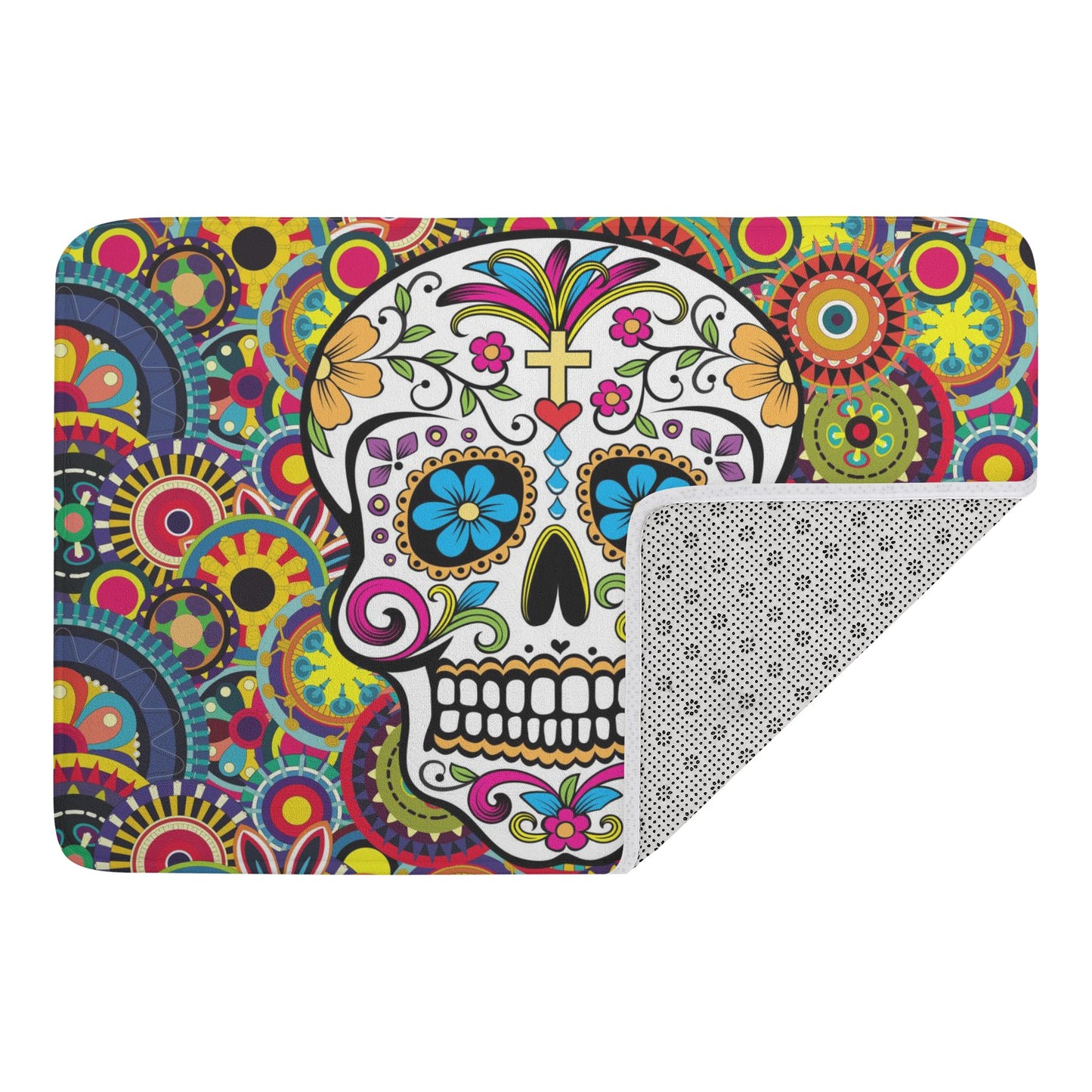 Beautiful sugar skull Day of the dead pattern Plush Doormat