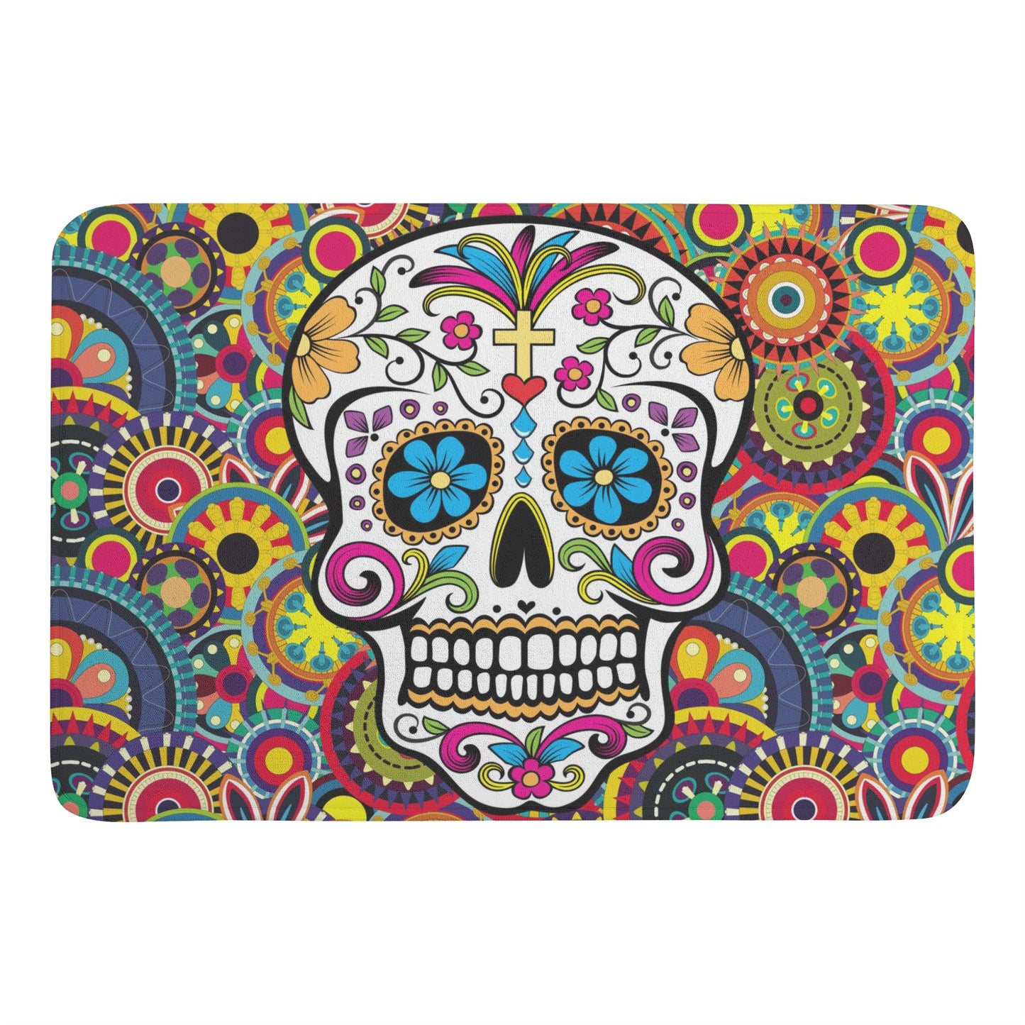 Beautiful sugar skull Day of the dead pattern Plush Doormat