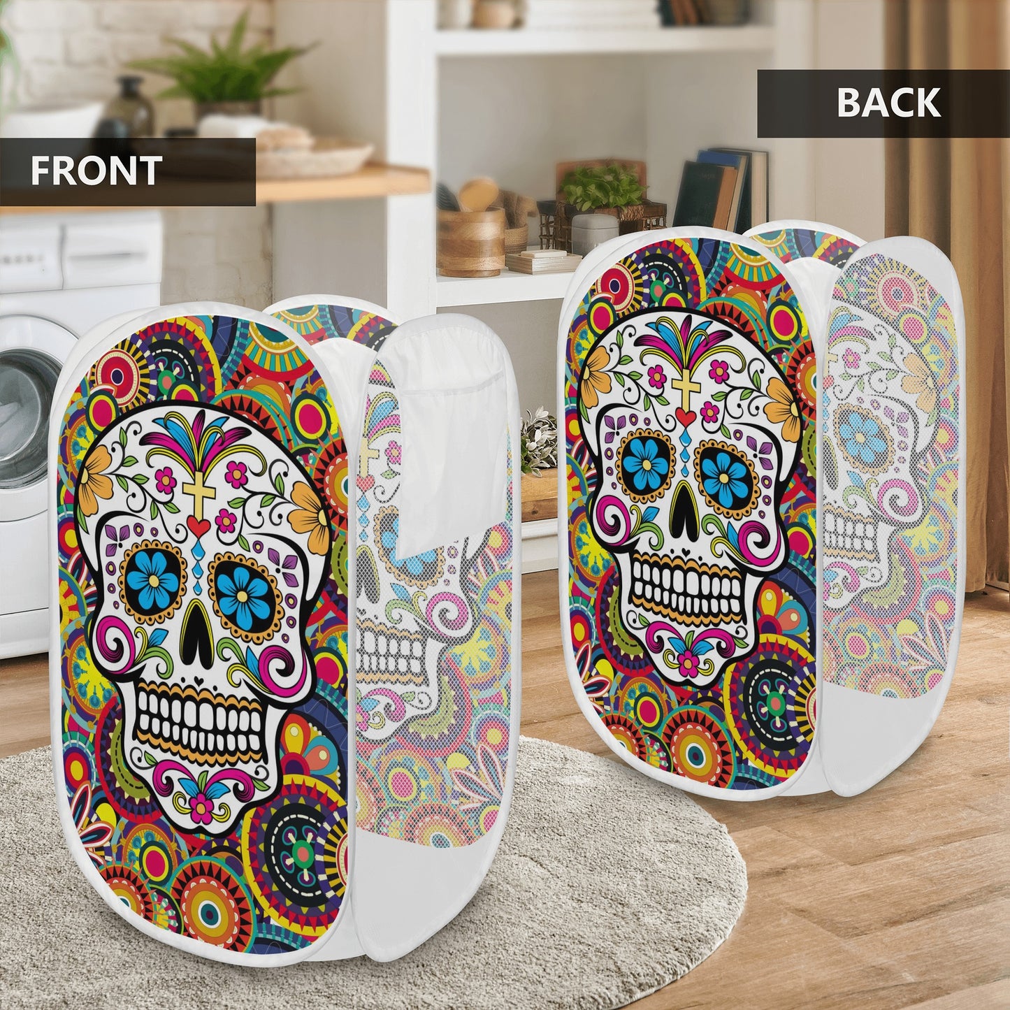 Beautiful sugar skull Day of the dead pattern Laundry Hamper