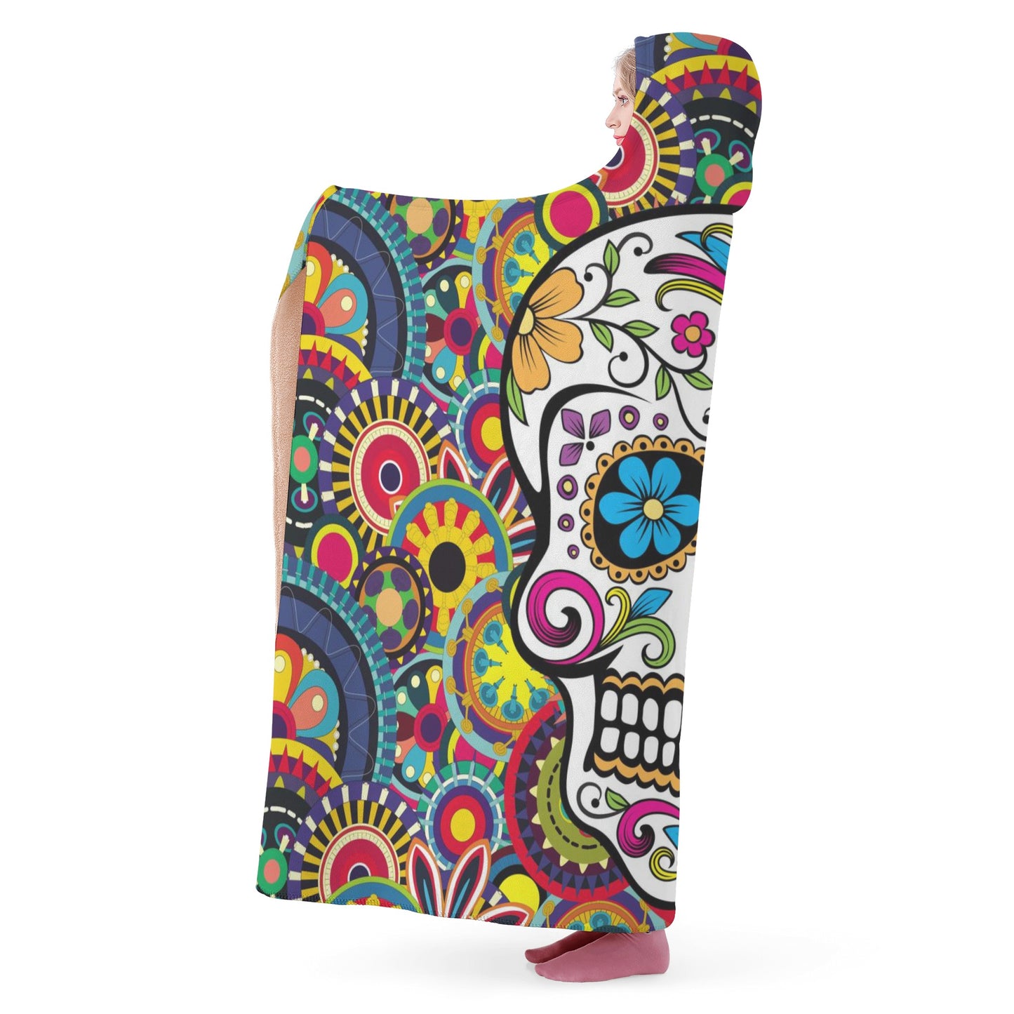 Sugar skull pattern beautiful Hooded Blanket