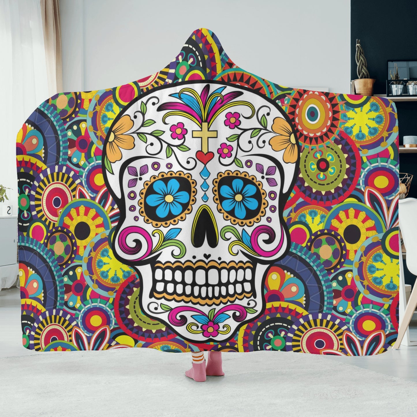 Sugar skull pattern beautiful Hooded Blanket