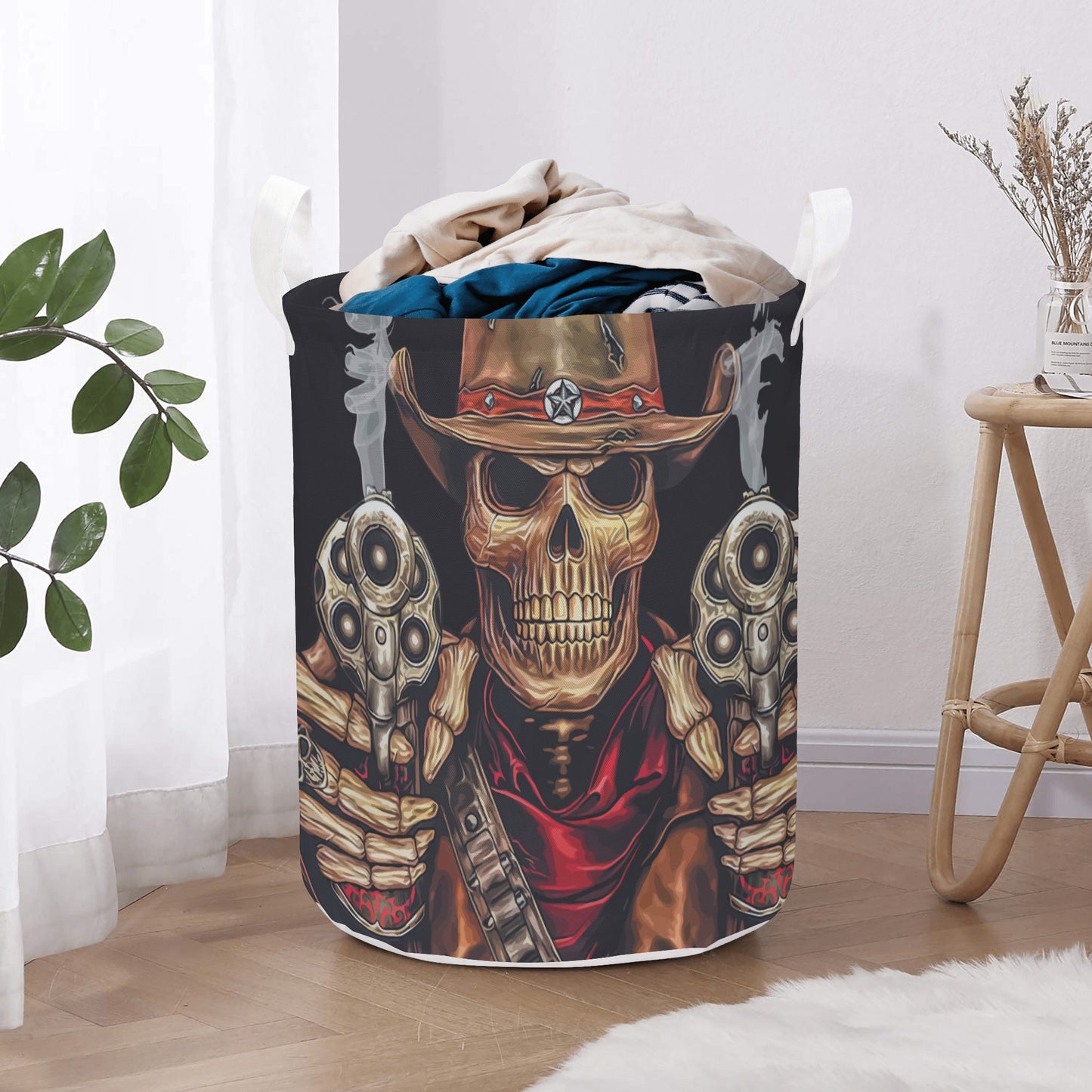 Grim reaper Halloween skull Round Laundry Basket