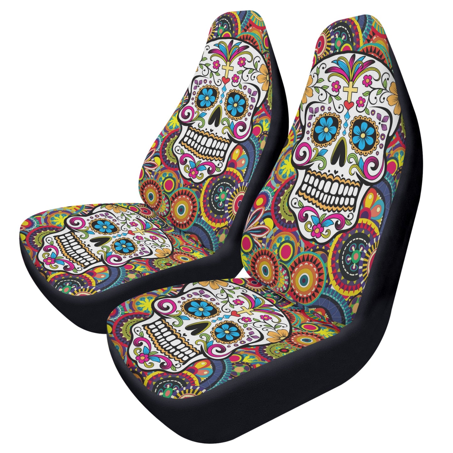 Sugar skull Day of the dead pattern Mexican skeleton Car Seat Covers (2 Pcs)