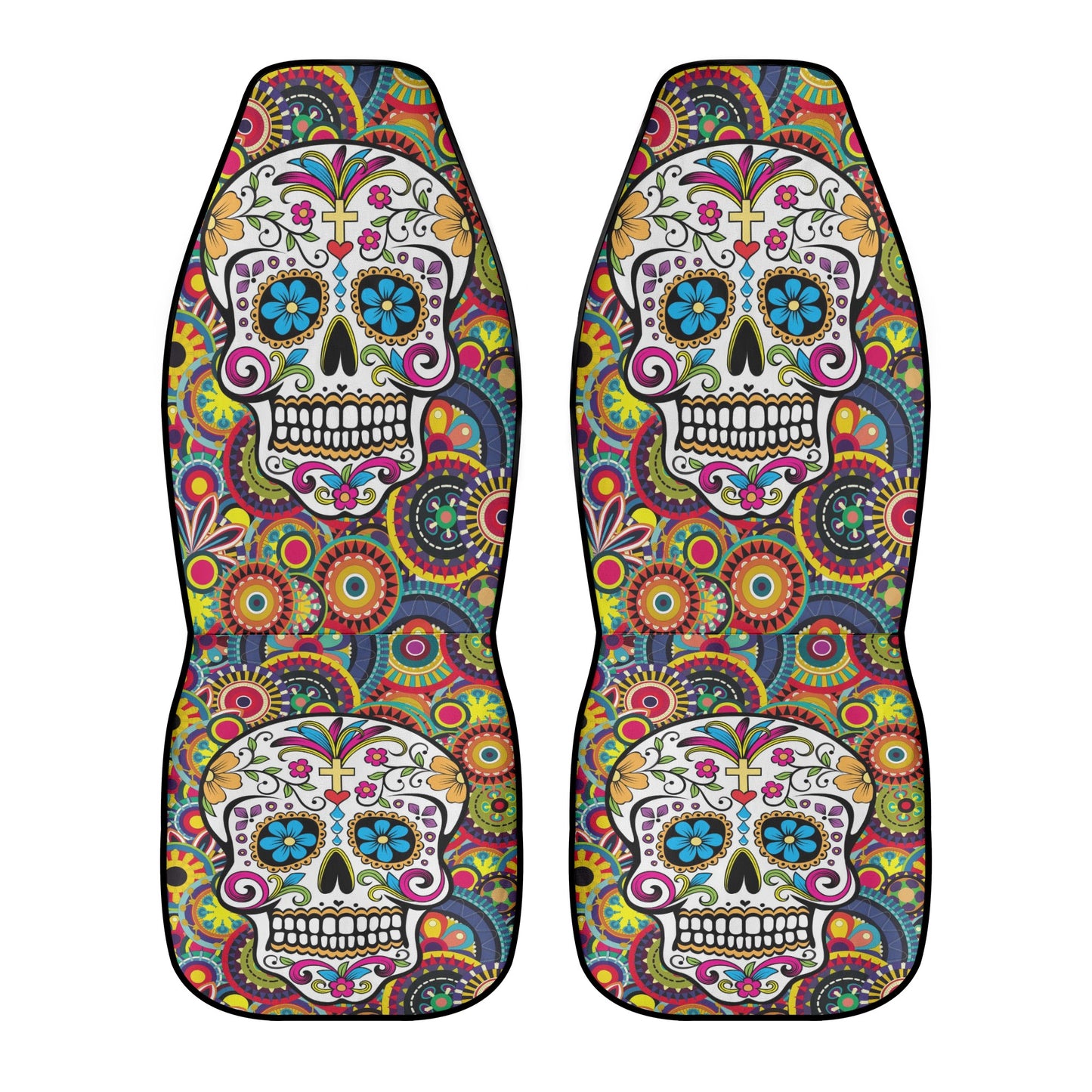 Sugar skull Day of the dead pattern Mexican skeleton Car Seat Covers (2 Pcs)