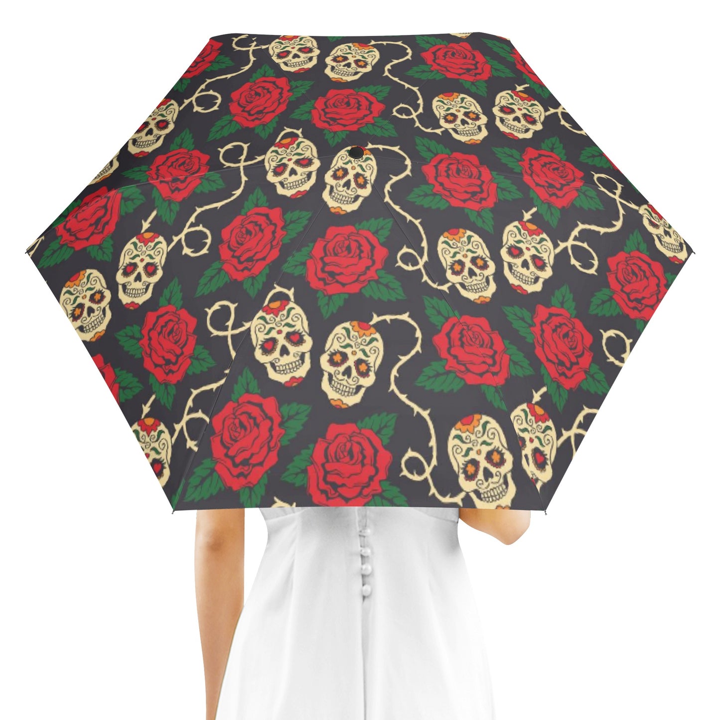 Rose skull Day of the dead Halloween  Umbrella