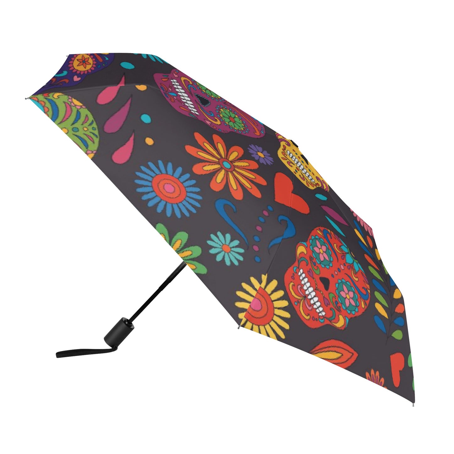 Floral rose sugar skull pattern All Over Print Umbrella