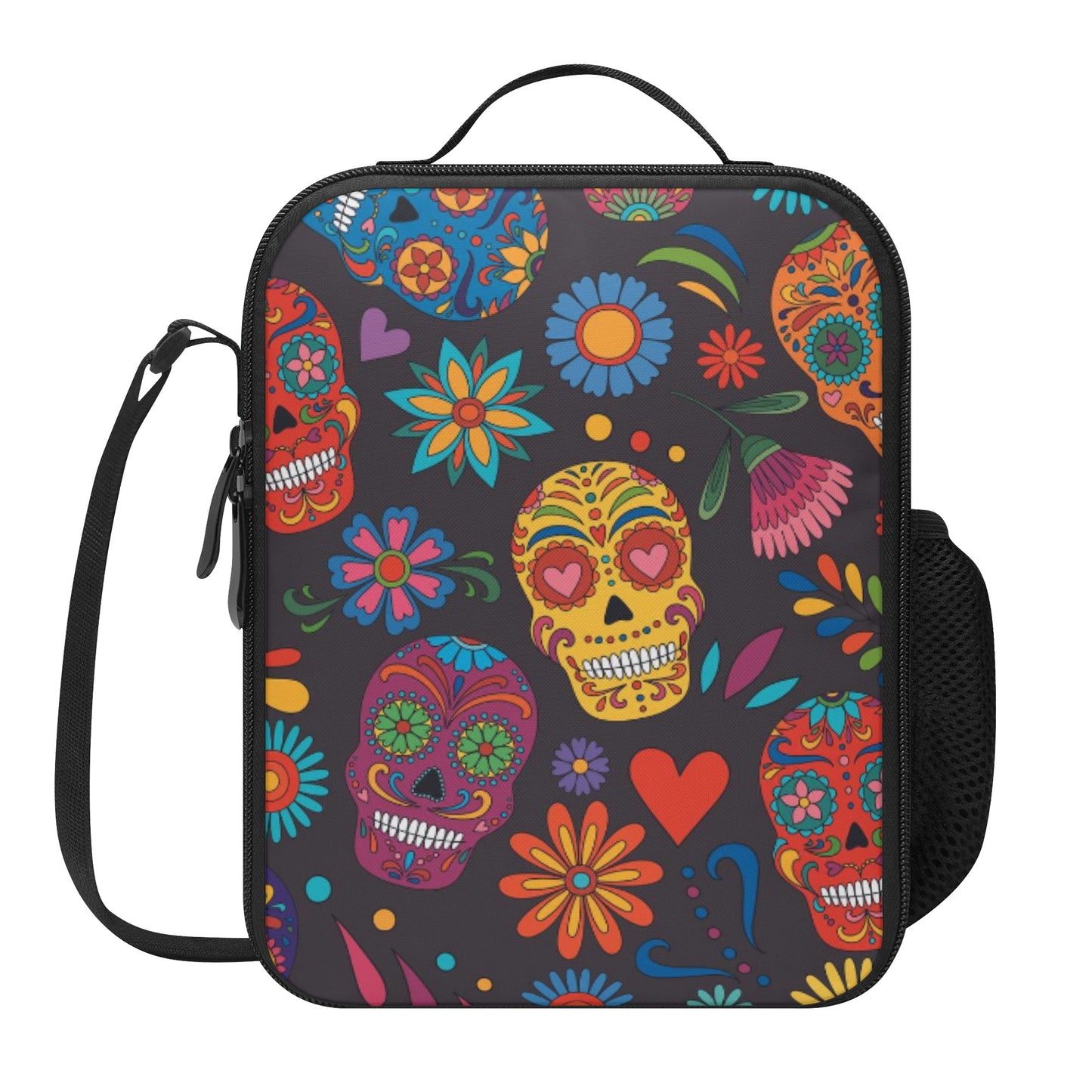 Floral beautiful sugar skull pattern Lunch Box Bags
