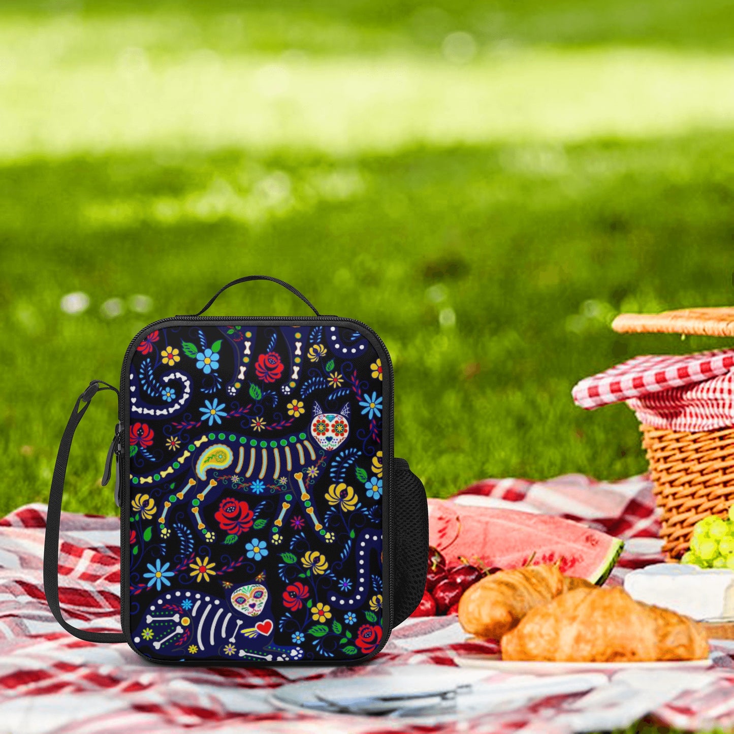 Animal sugar skull cat Lunch Box Bags