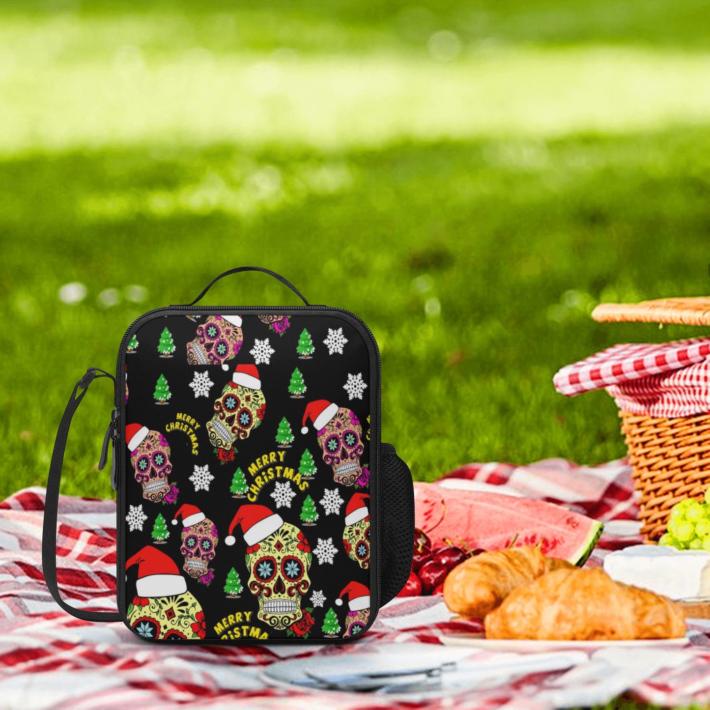 Xmas sugar skull Merry Christmas Lunch Box Bags