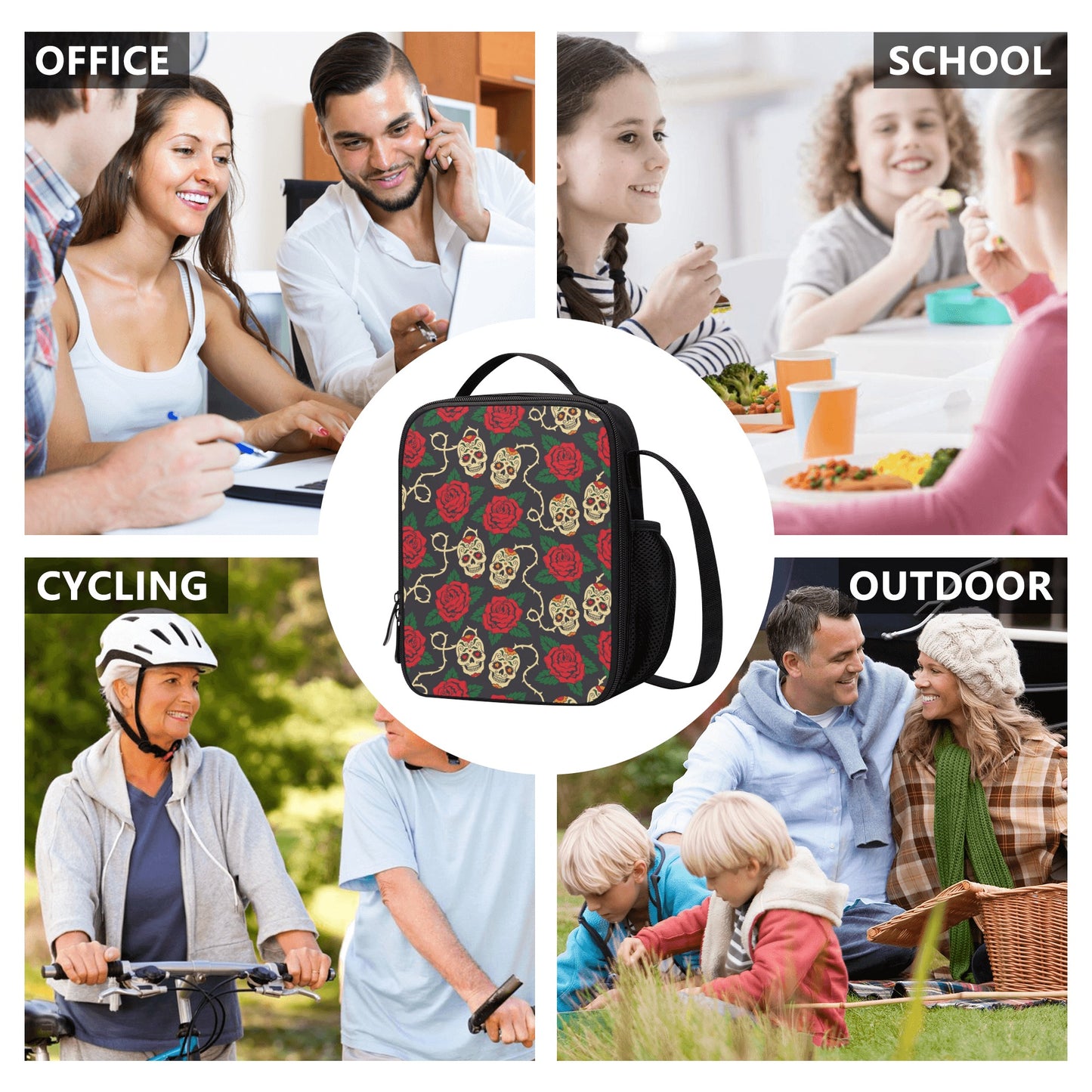 Day of the dead pattern sugar skull Lunch Box Bags