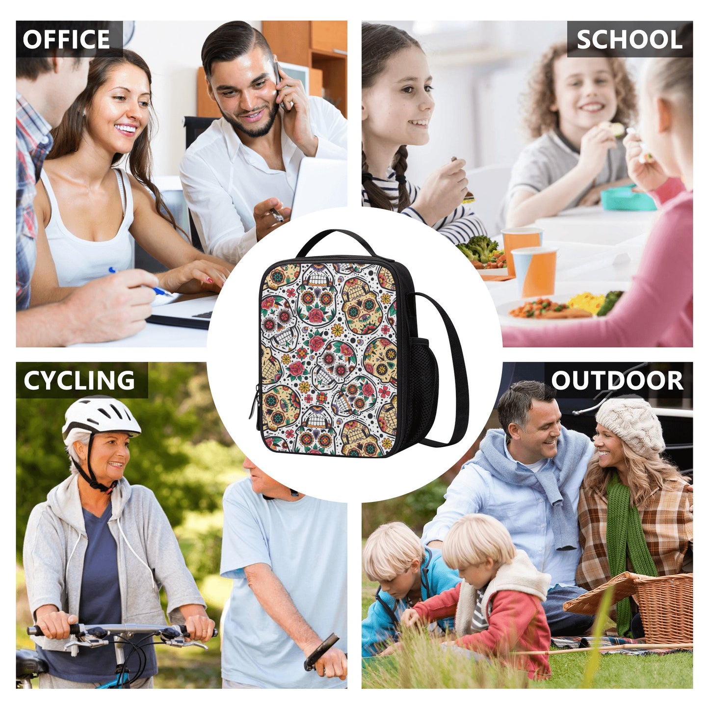 Day of the dead sugar skull pattern Lunch Box Bags