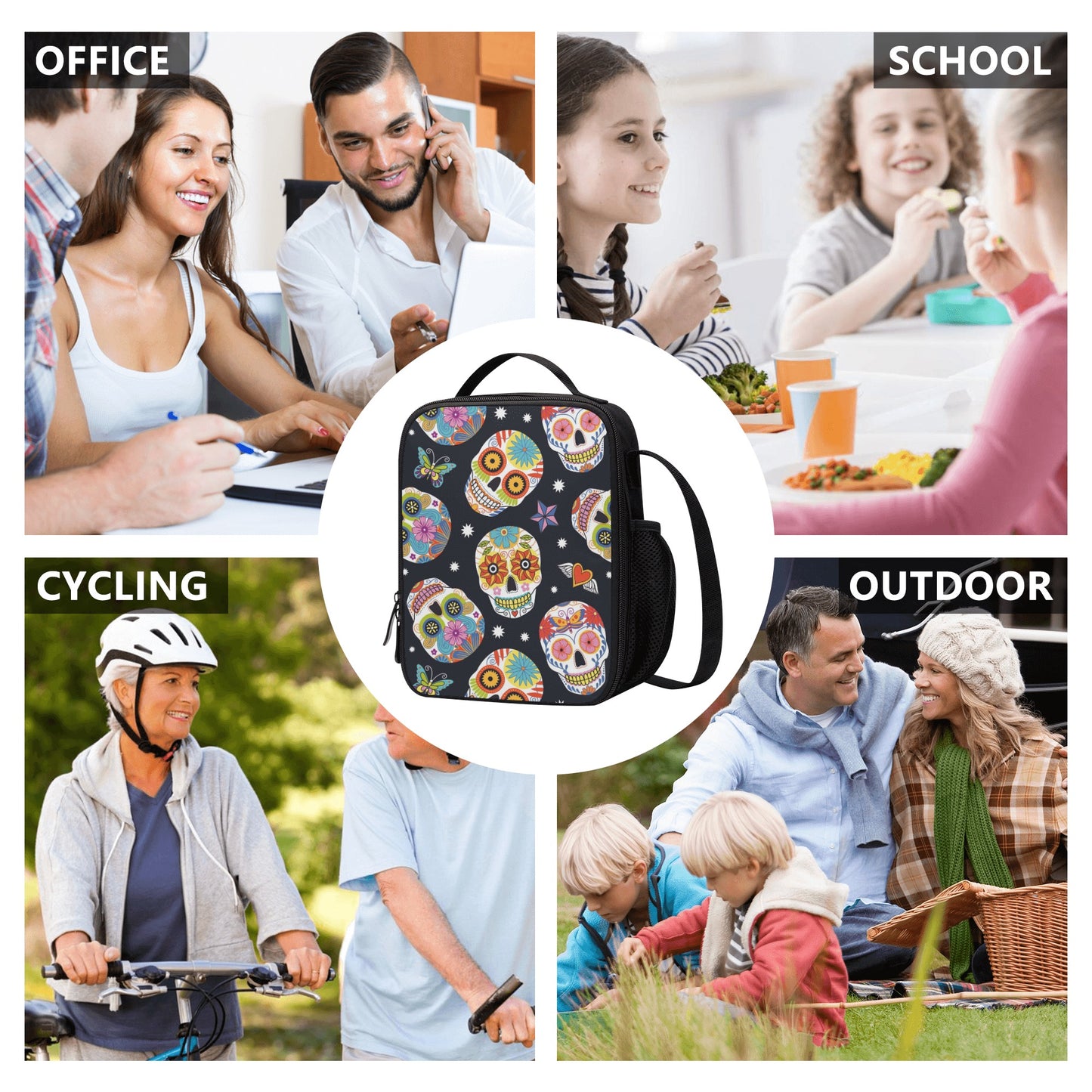 Sugar skull dia de los muertos Lunch Box Bags