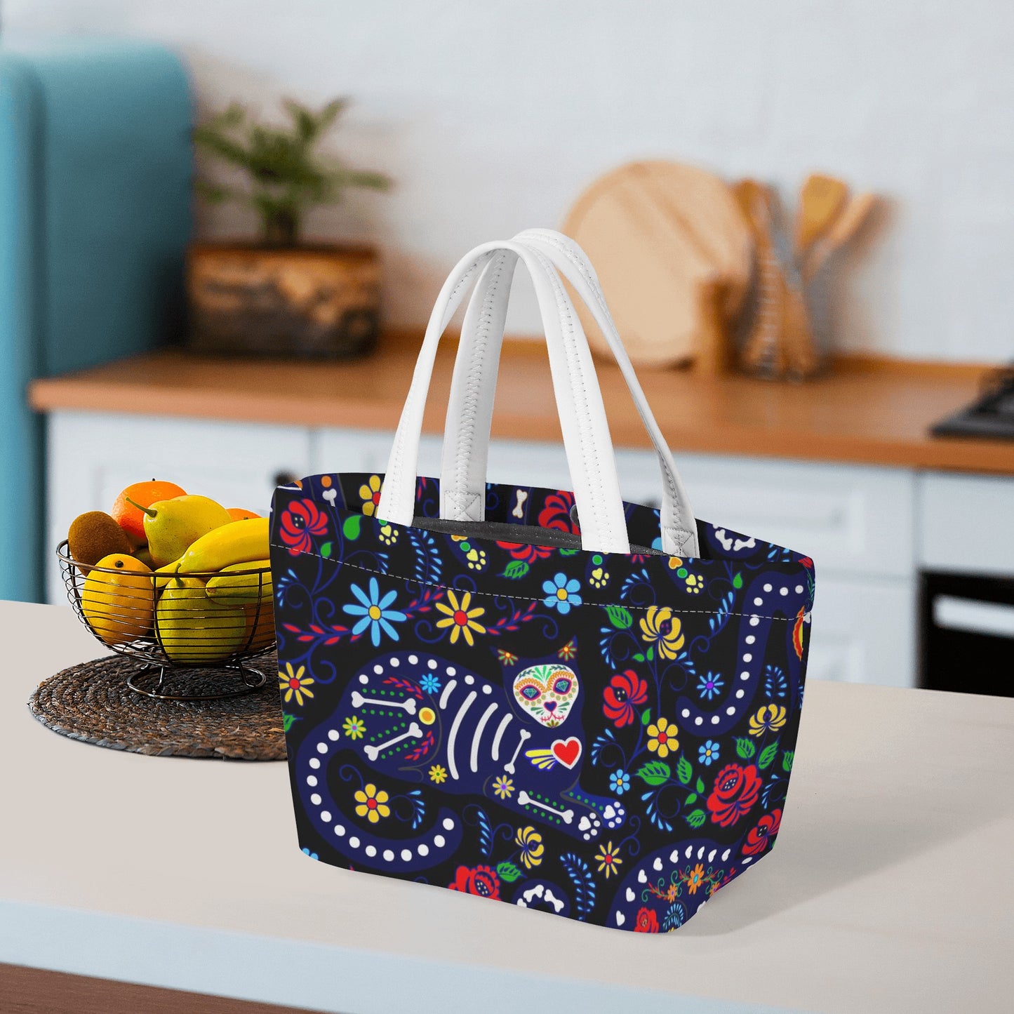 Sugar skull cat New Style Lunch Bag
