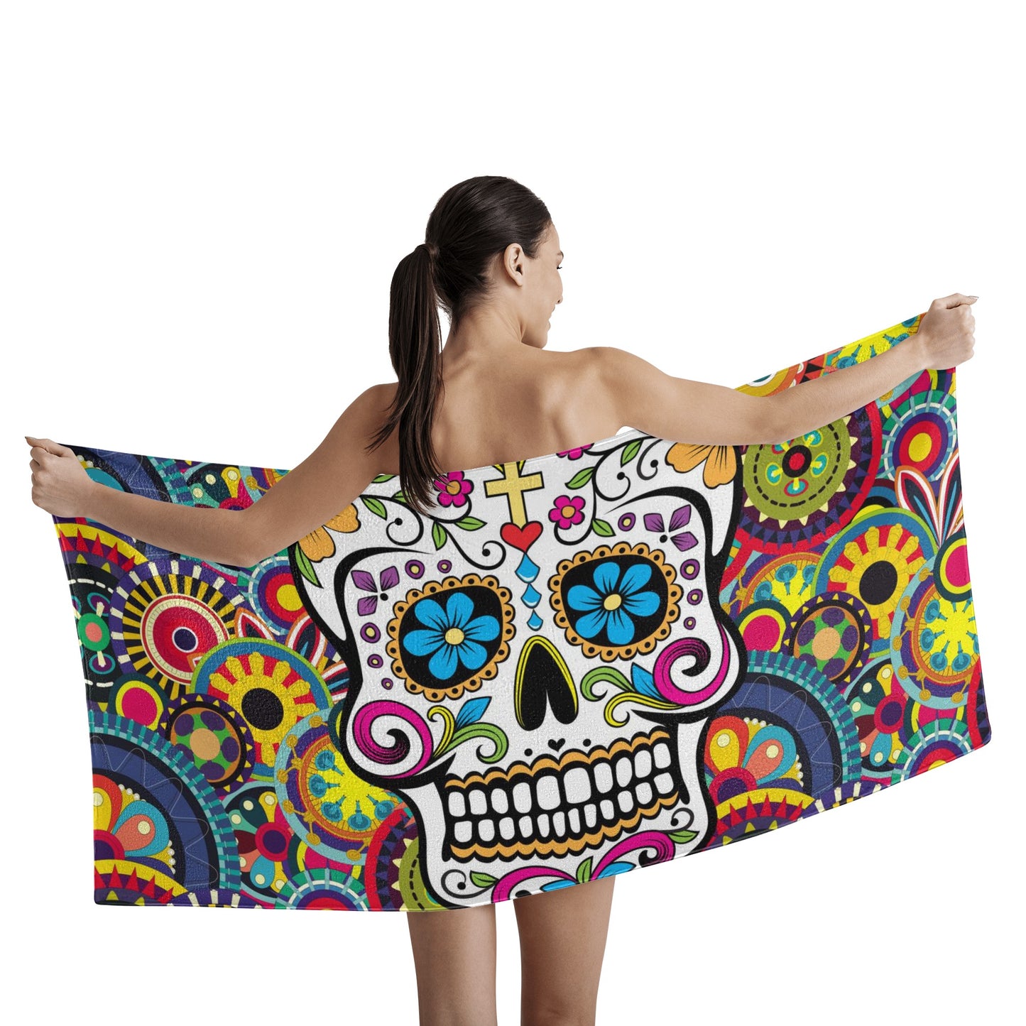 Sugar skull Mexican skull calaveras Bath Towel