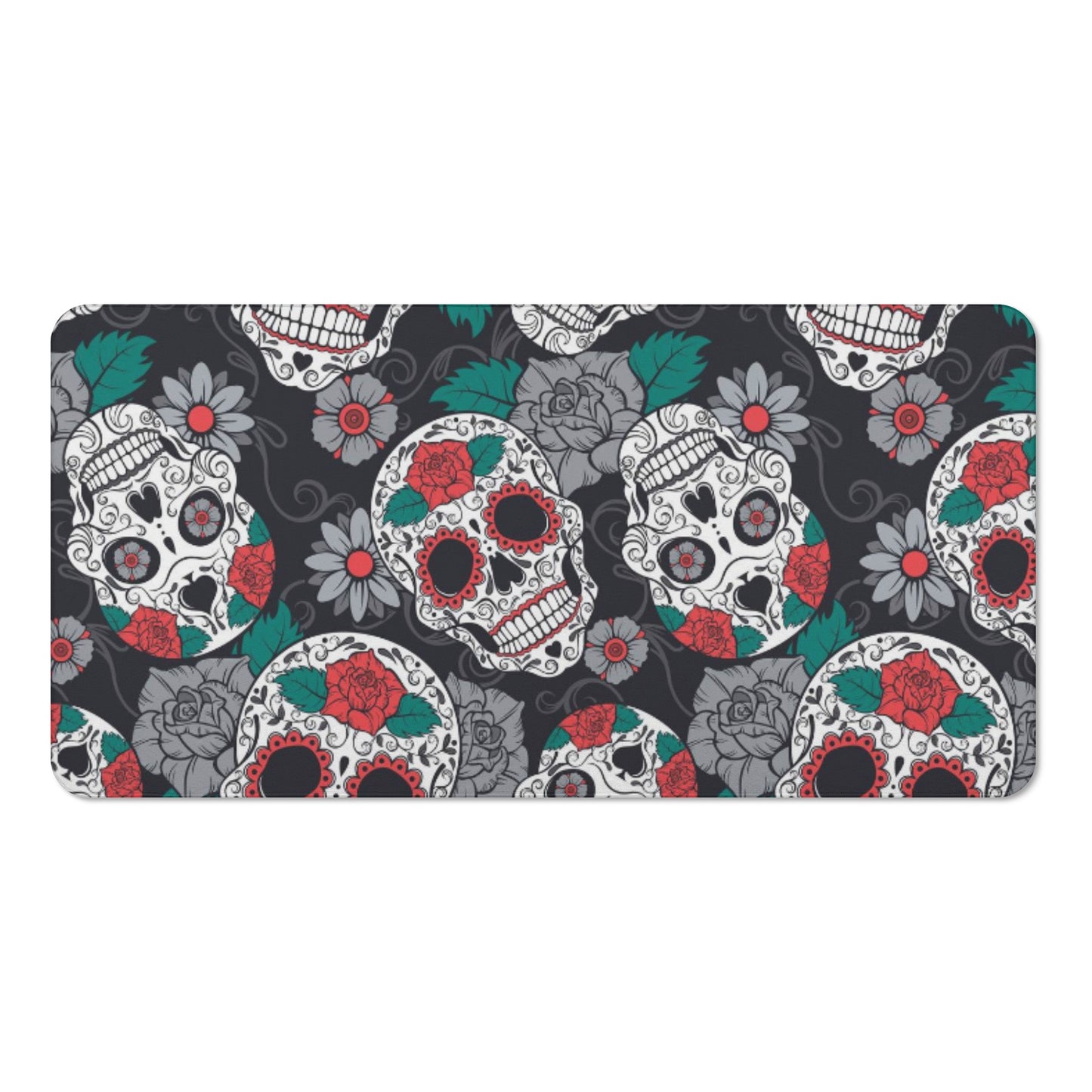 Floral sugar skull pattern skeelton Bath Towel