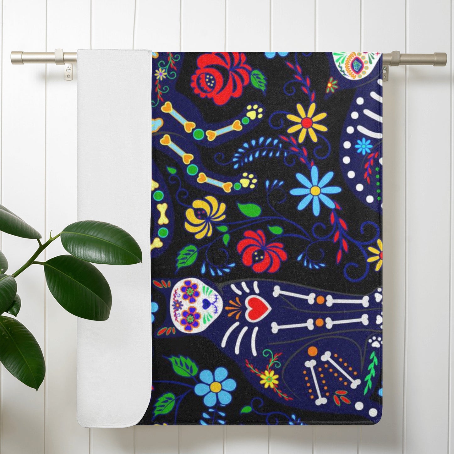 Cat sugar skull Bath Towel