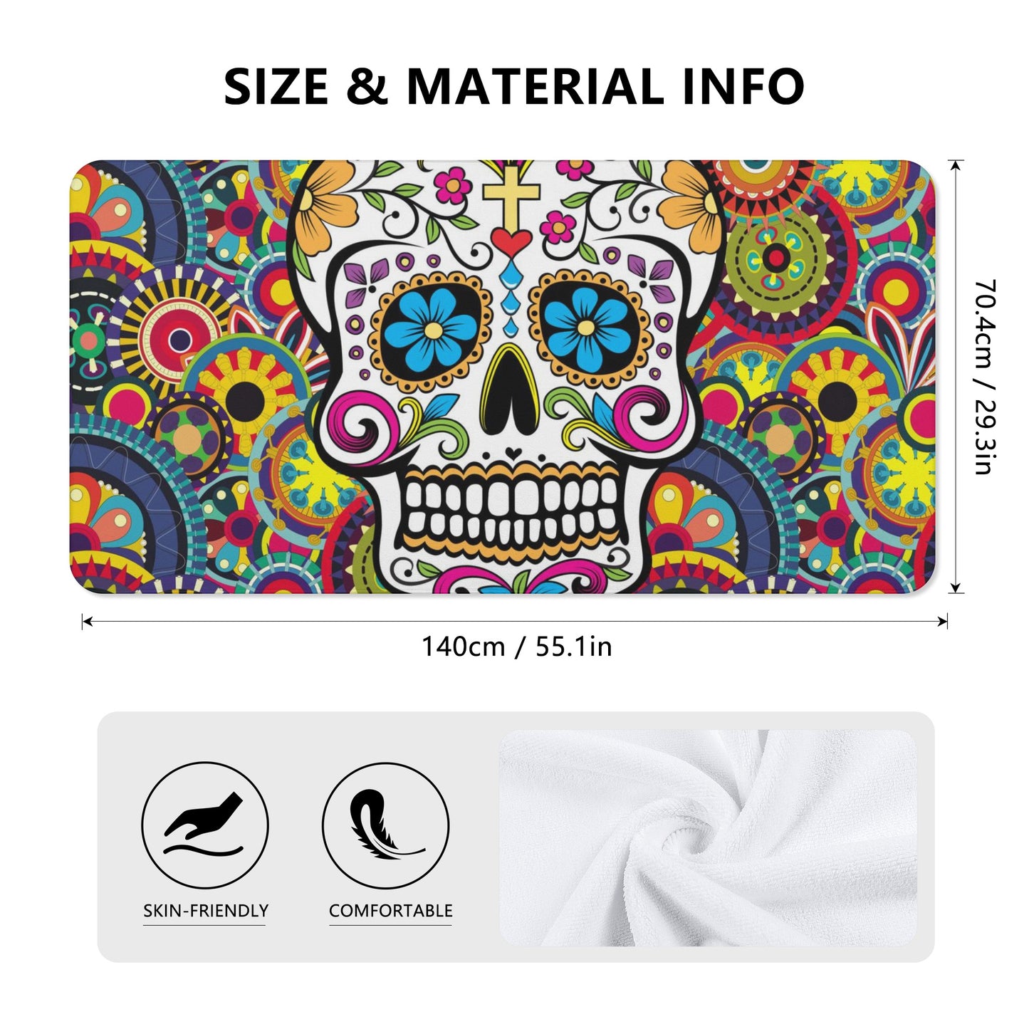 Sugar skull Mexican skull calaveras Bath Towel