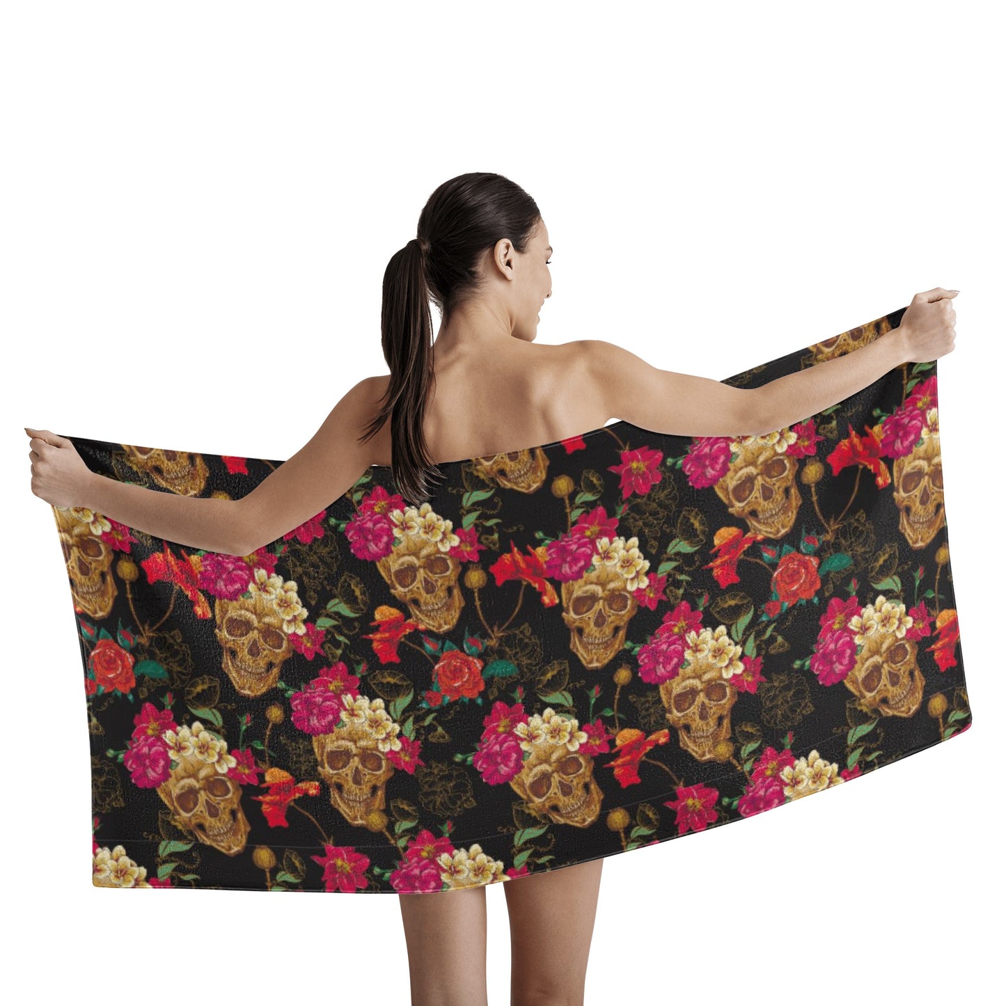 Day of the dead candy skull gothic Bath Towel