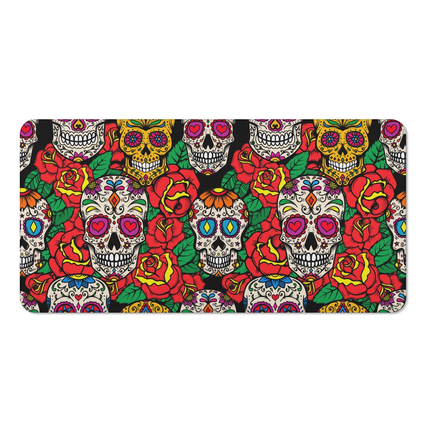 Floral rose sugar skull pattern Bath Towel