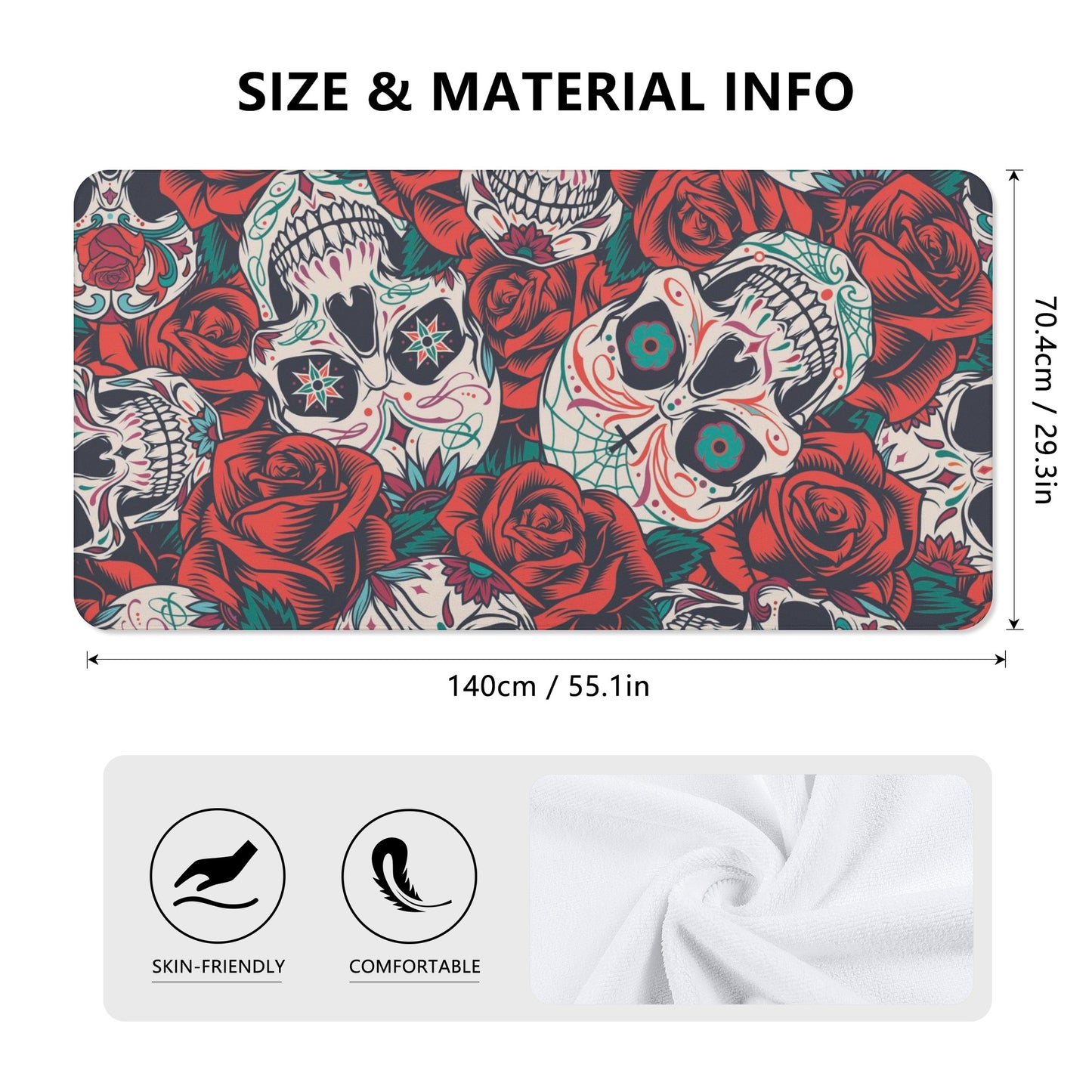 Dia de los muertos floral skull Bath Towel