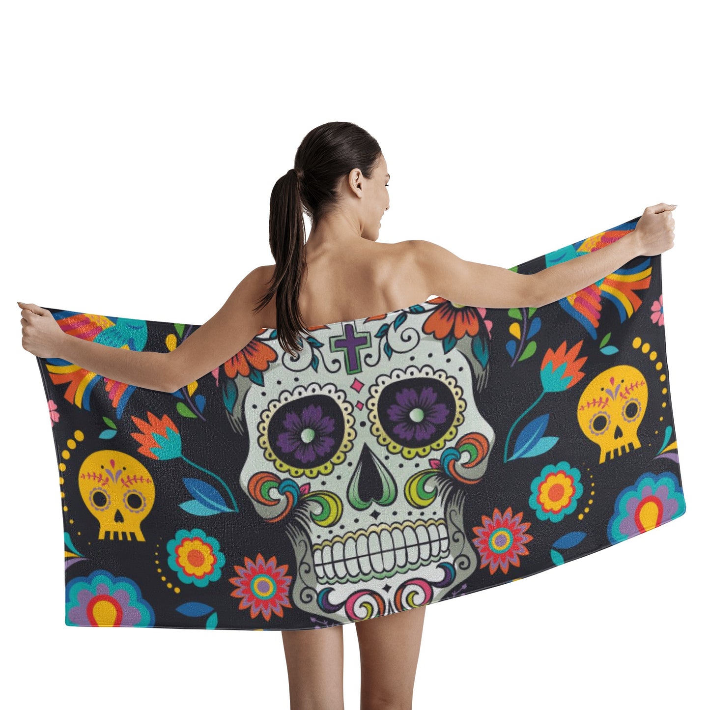 Sugar skull halloween Bath Towel