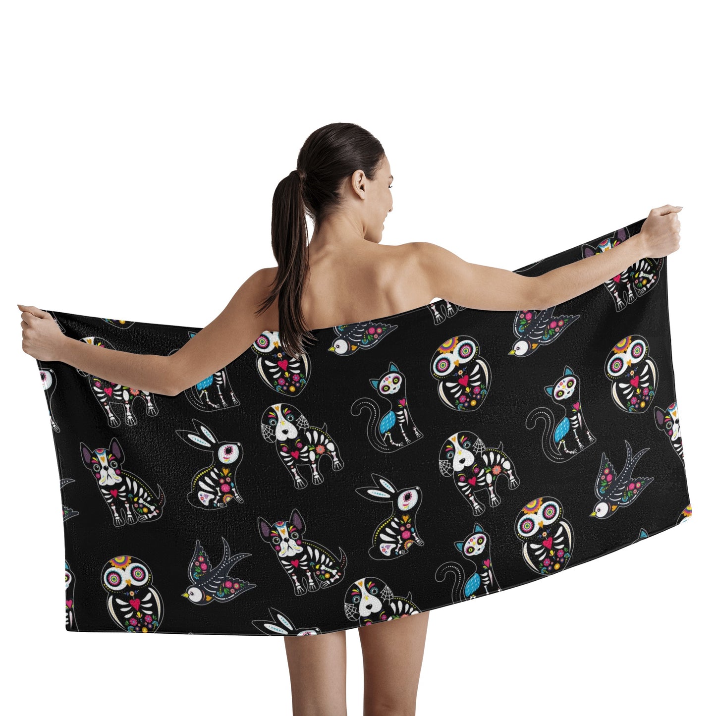 Halloween sugar skull Bath Towel