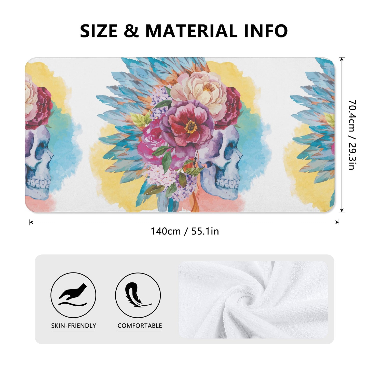 Dia de los muertos sugar skull Bath Towel