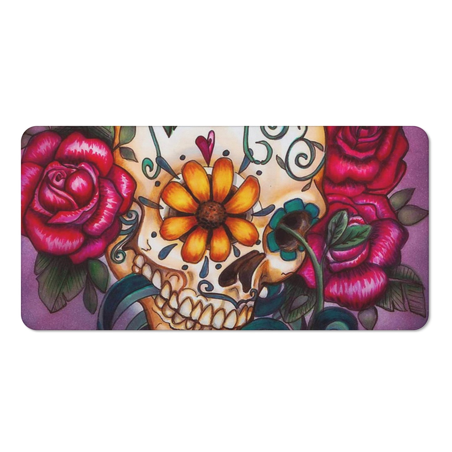 Floral sugar skull day of the dead calaveras candy skulls Bath Towel