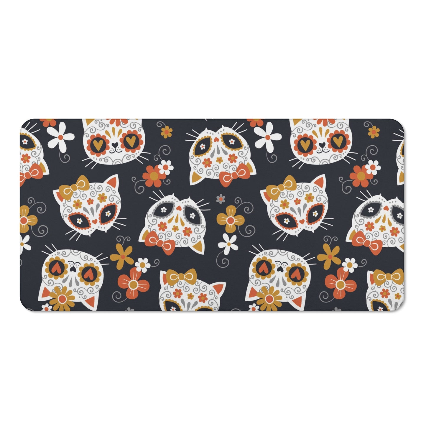 Sugar skull cat pattern Bath Towel