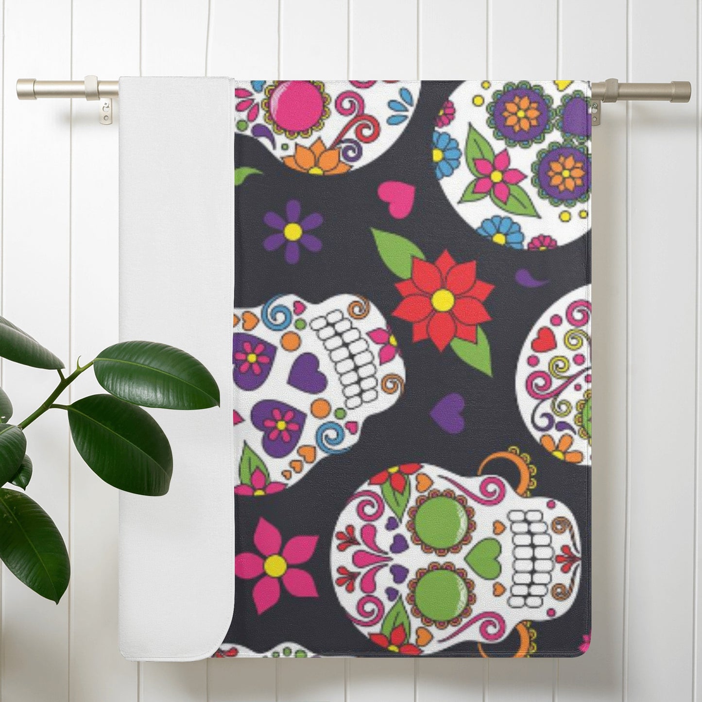 Sugar skull floral pattern Bath Towel