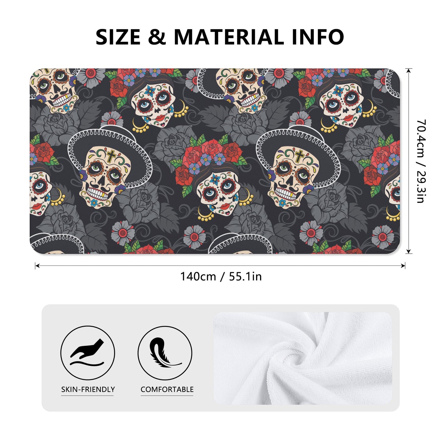 Mexican skull dia de los muertos skeleton Bath Towel