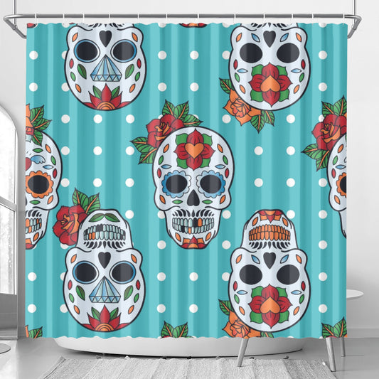 Sugar skull skeleton Halloween Shower Curtain