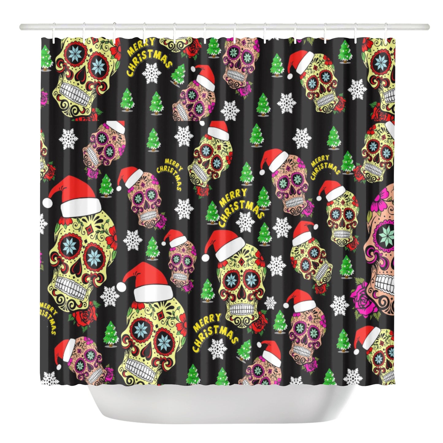 Merry Christmas sugar skull Shower Curtain