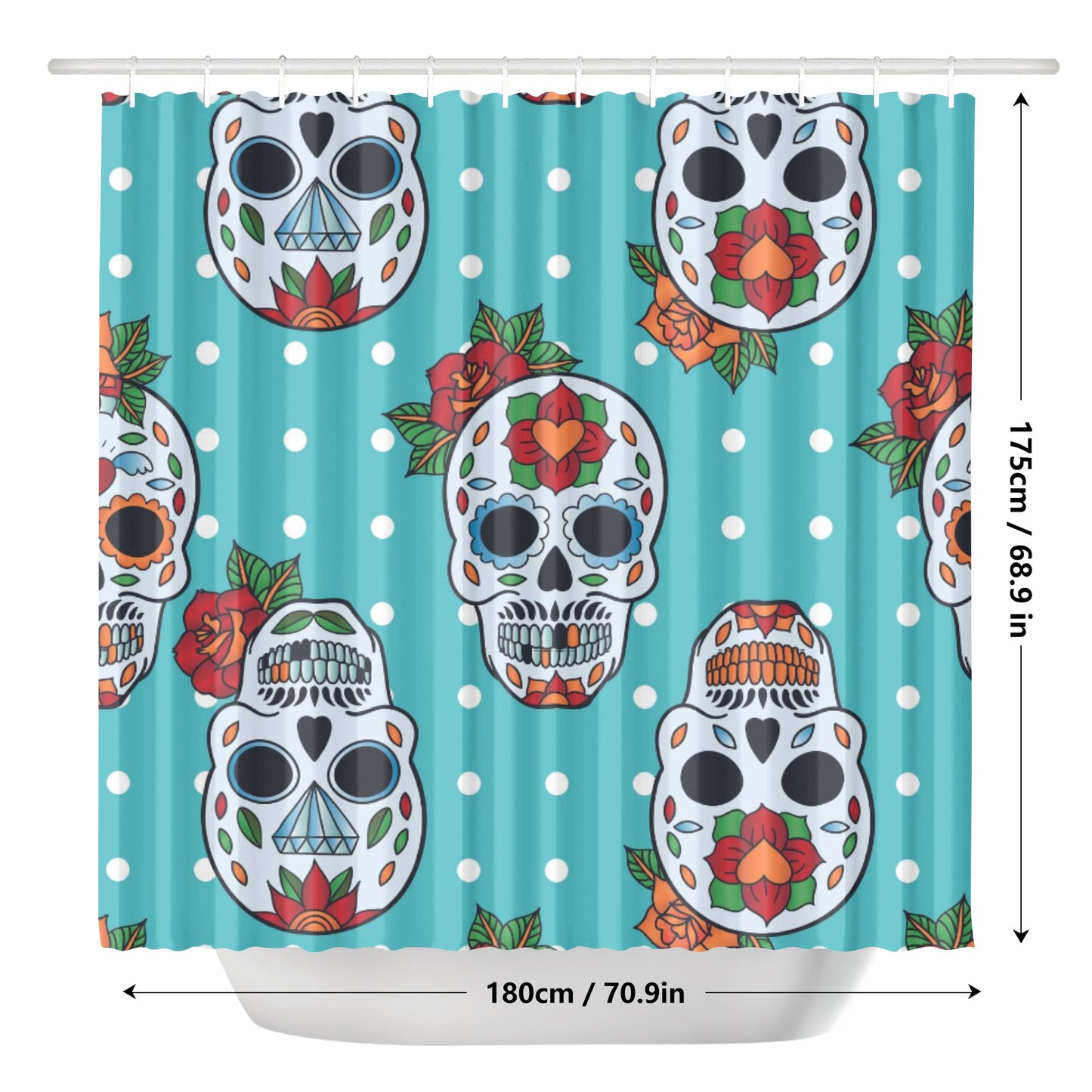 Sugar skull skeleton Halloween Shower Curtain