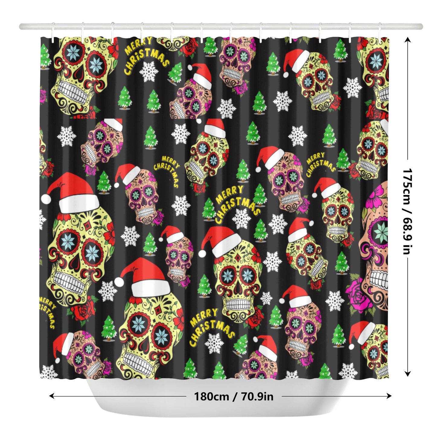 Merry Christmas sugar skull Shower Curtain