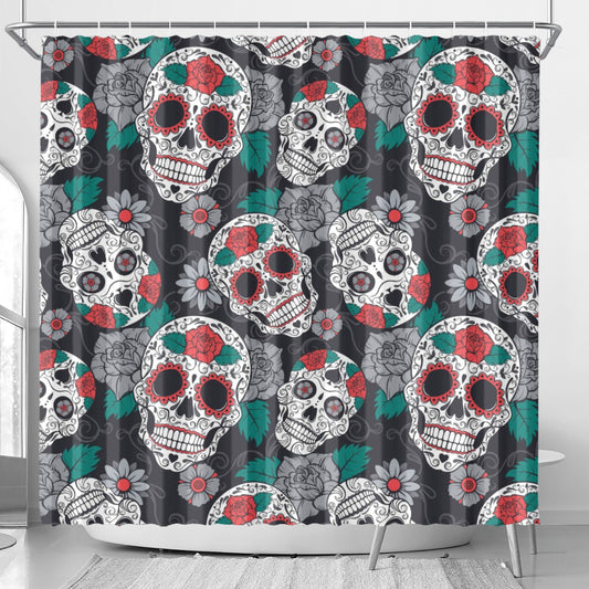 Halloween sugar skull Shower Curtain