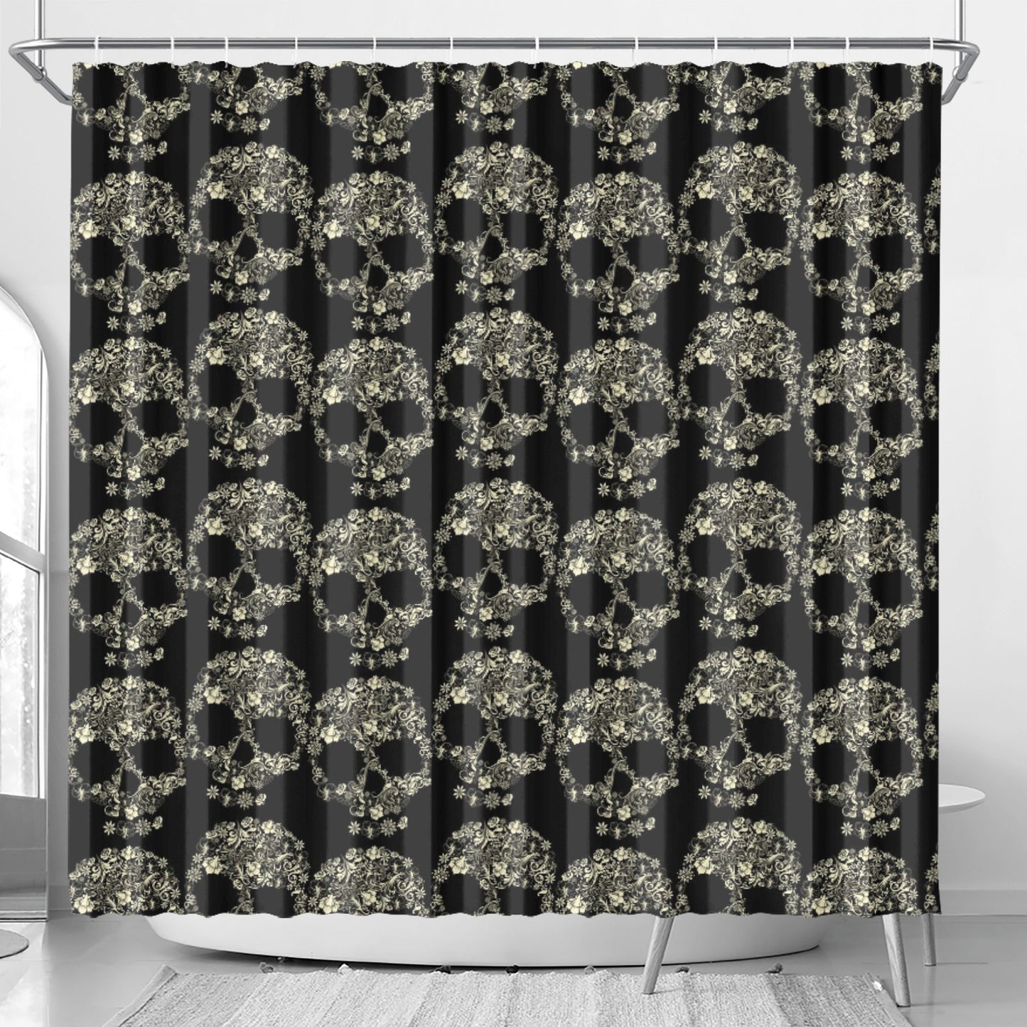 Skeleton gothic sugar skull Shower Curtain