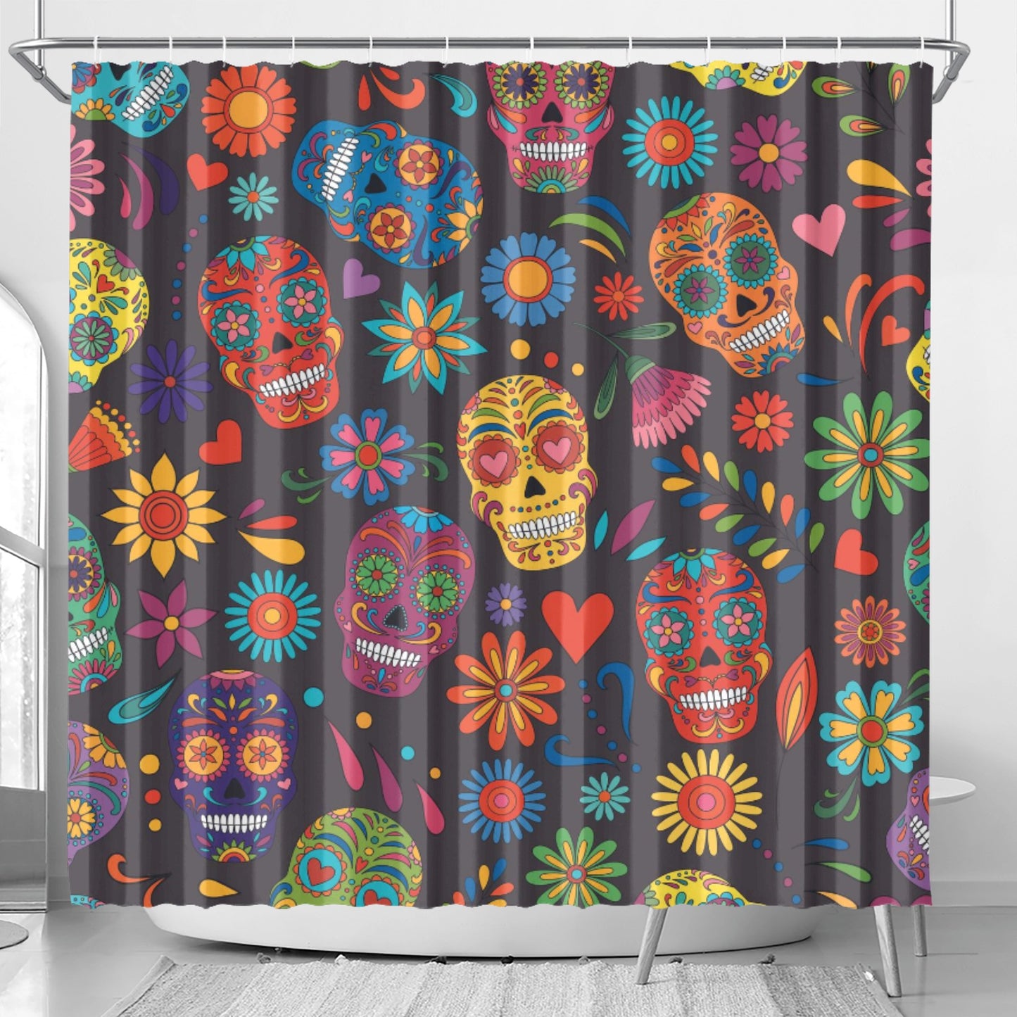 Sugar skull skeleton day of the dead Shower Curtain